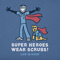 Men's Jake and Rocket Super Heroes Wear Scrubs Short Sleeve Crusher Tee