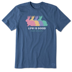 Men's Peace on Earth Bunnies Short Sleeve Crusher Tee