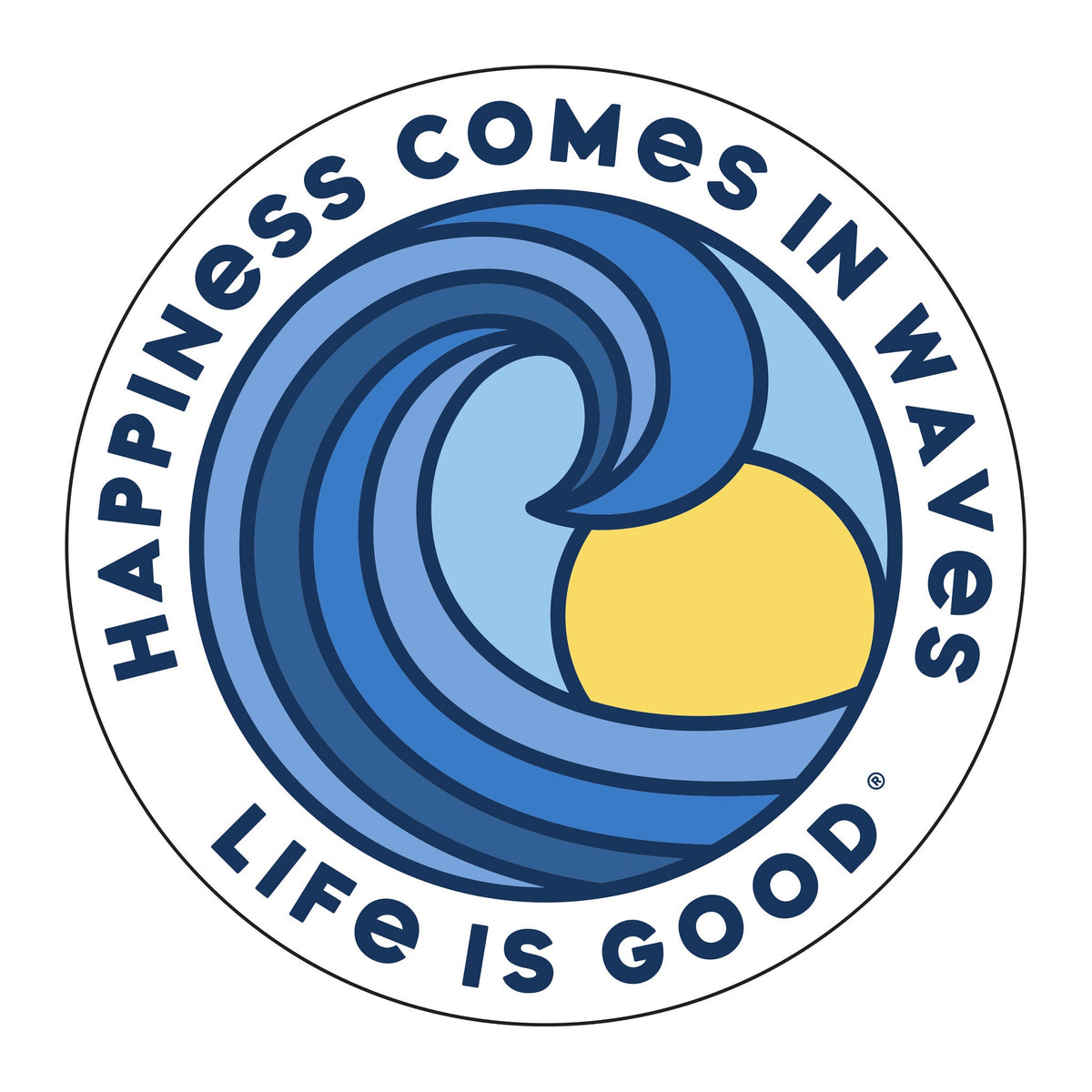 Happiness Comes in Waves Spectrum 4" Circle Sticker