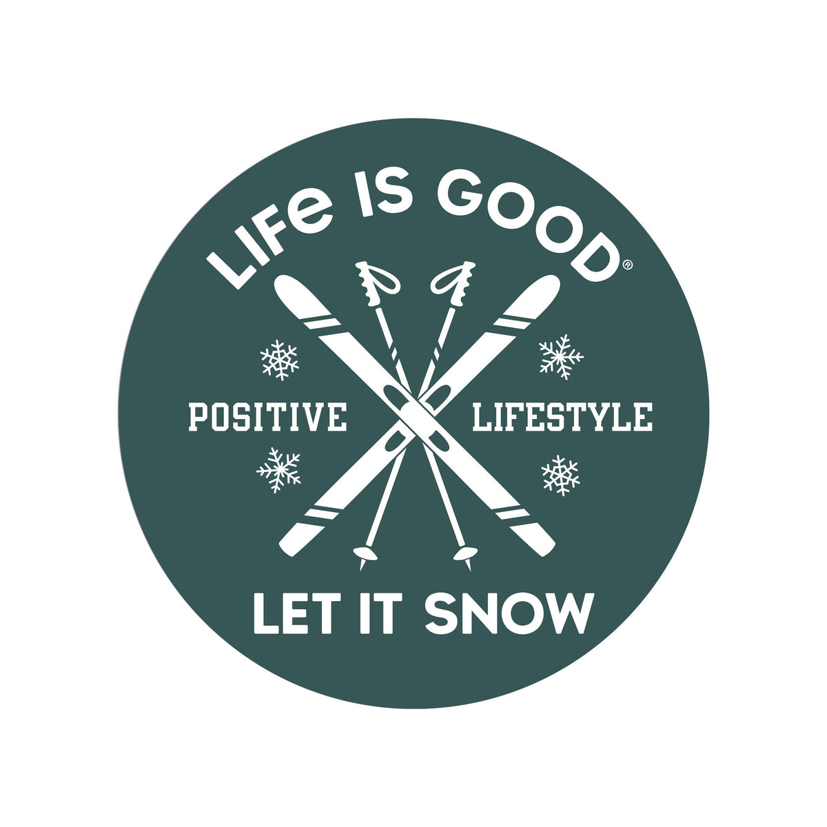 Let it Snow Ski 4" Circle Sticker