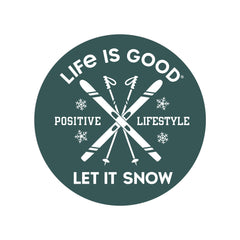 Let it Snow Ski 4" Circle Sticker