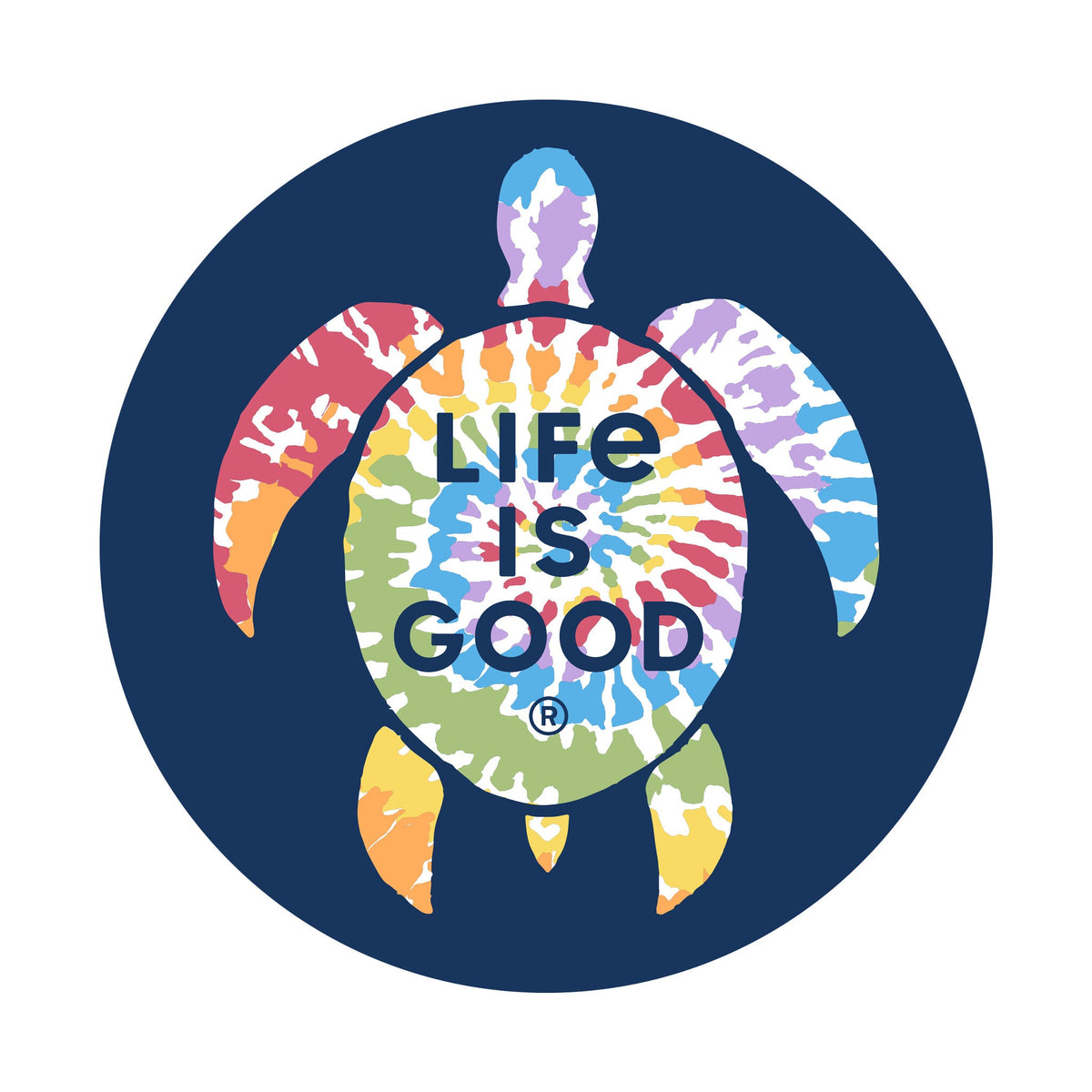 Tie Dye Turtle 4" Circle Sticker