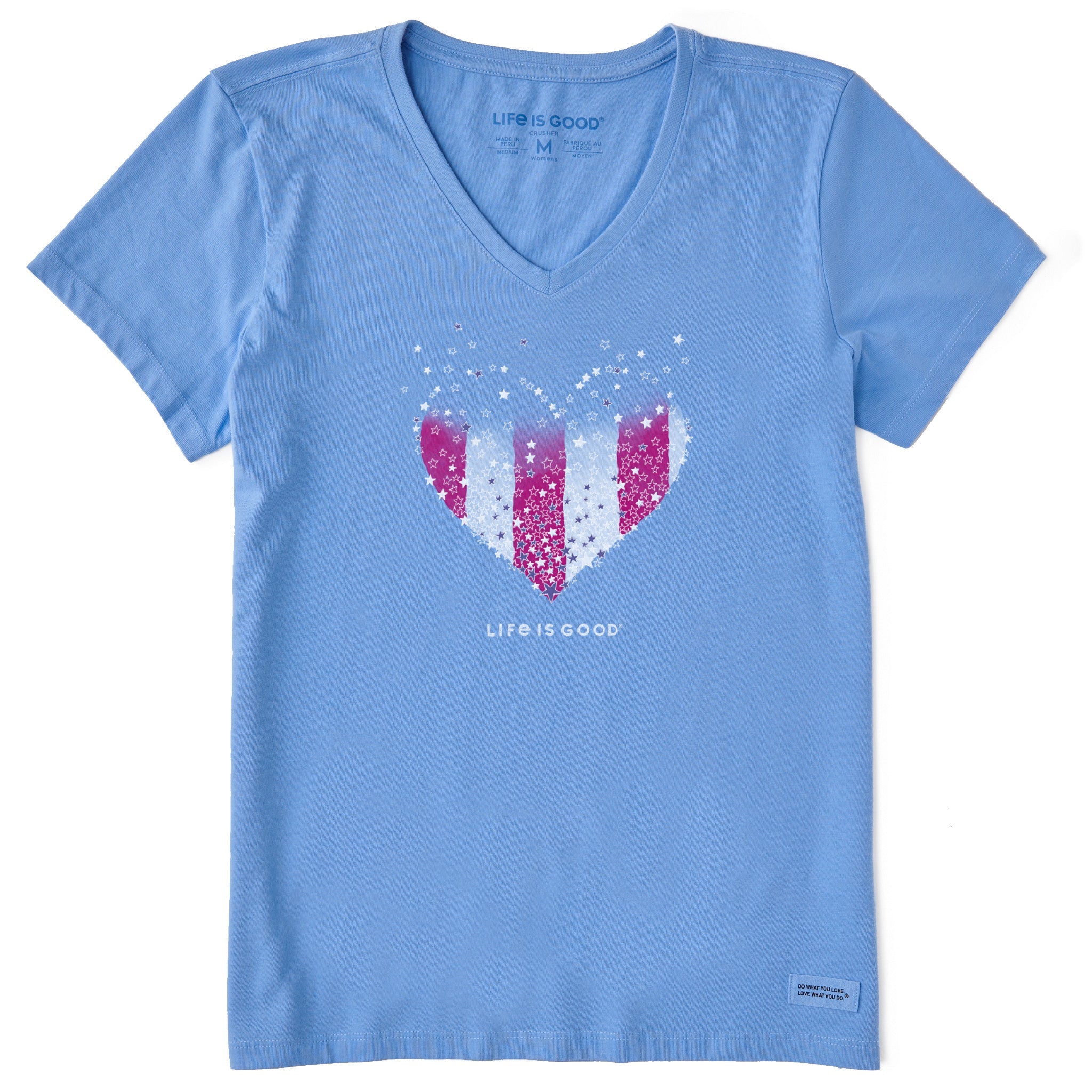 Women's Heart Stars and Stripes Short Sleeve Crusher Vee