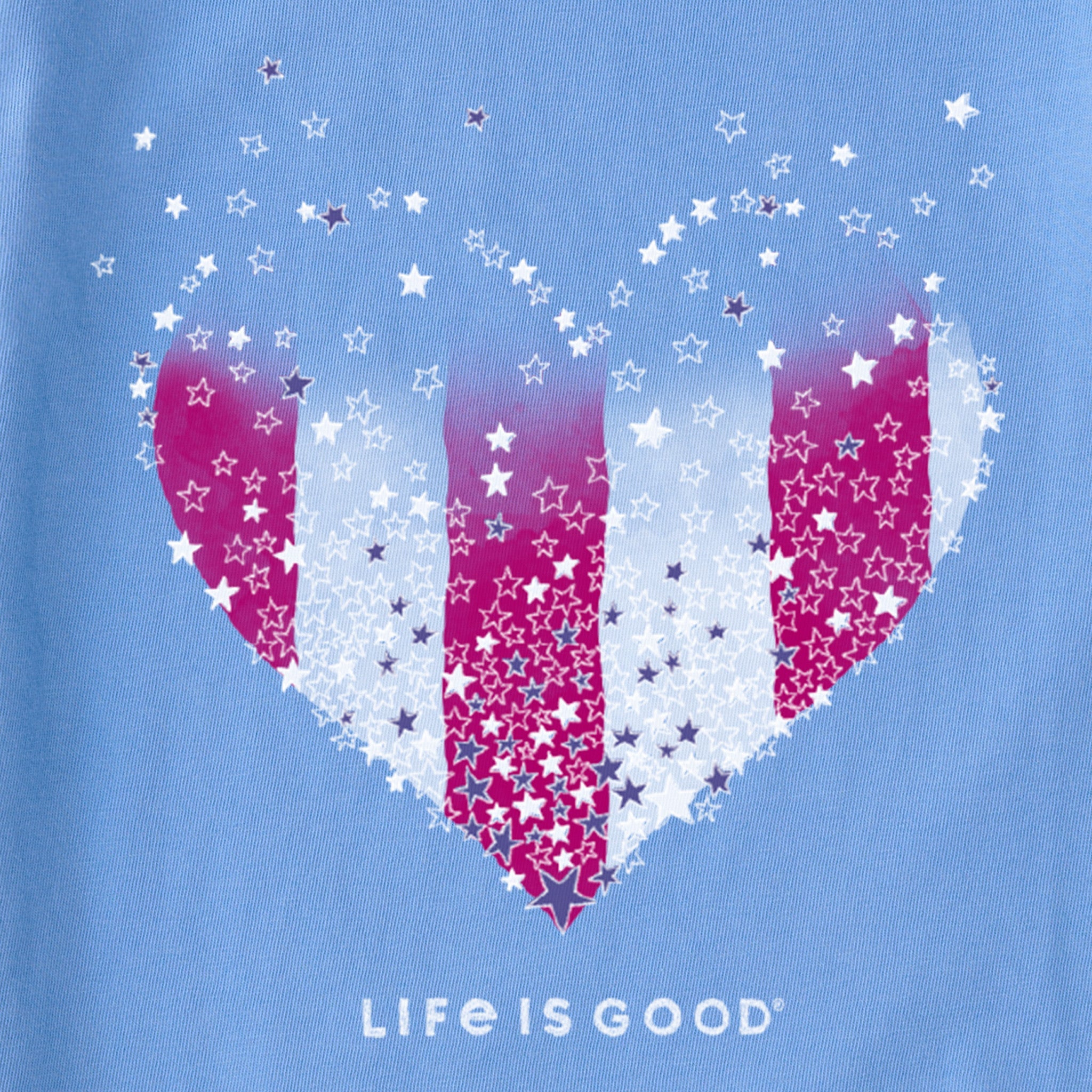 Women's Heart Stars and Stripes Short Sleeve Crusher Vee