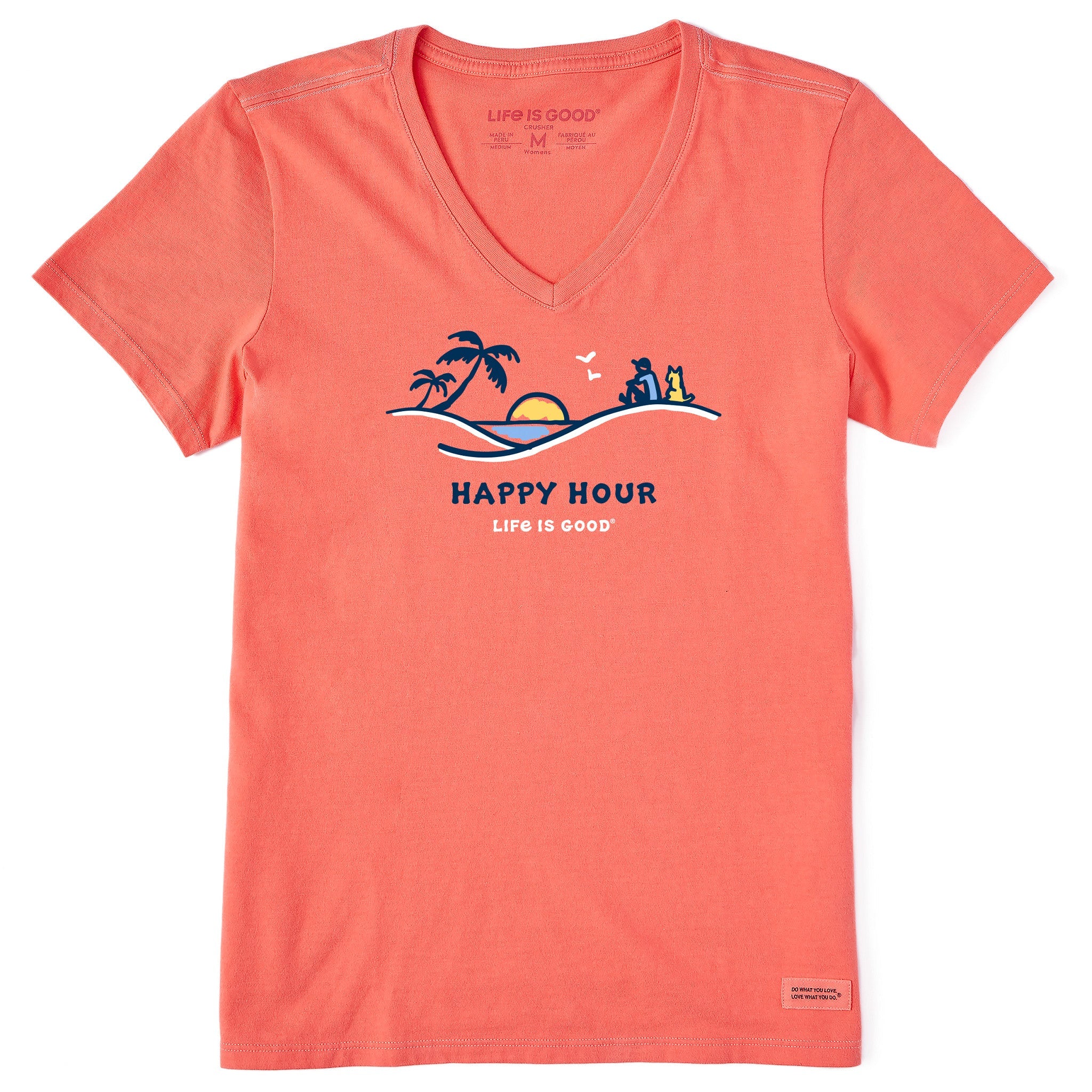 Women's Happy Hour Palm Sunset Short Sleeve Vee