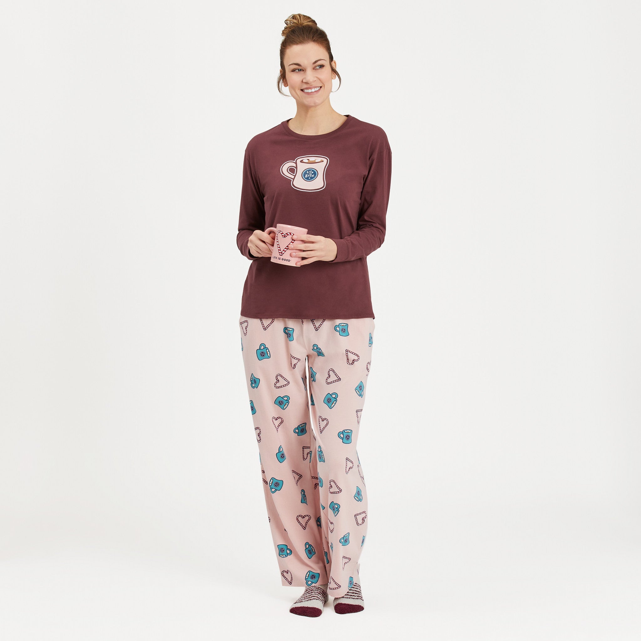 Women's Hot Chocolate Mug Long Sleeve Snuggle Up Sleep Tee