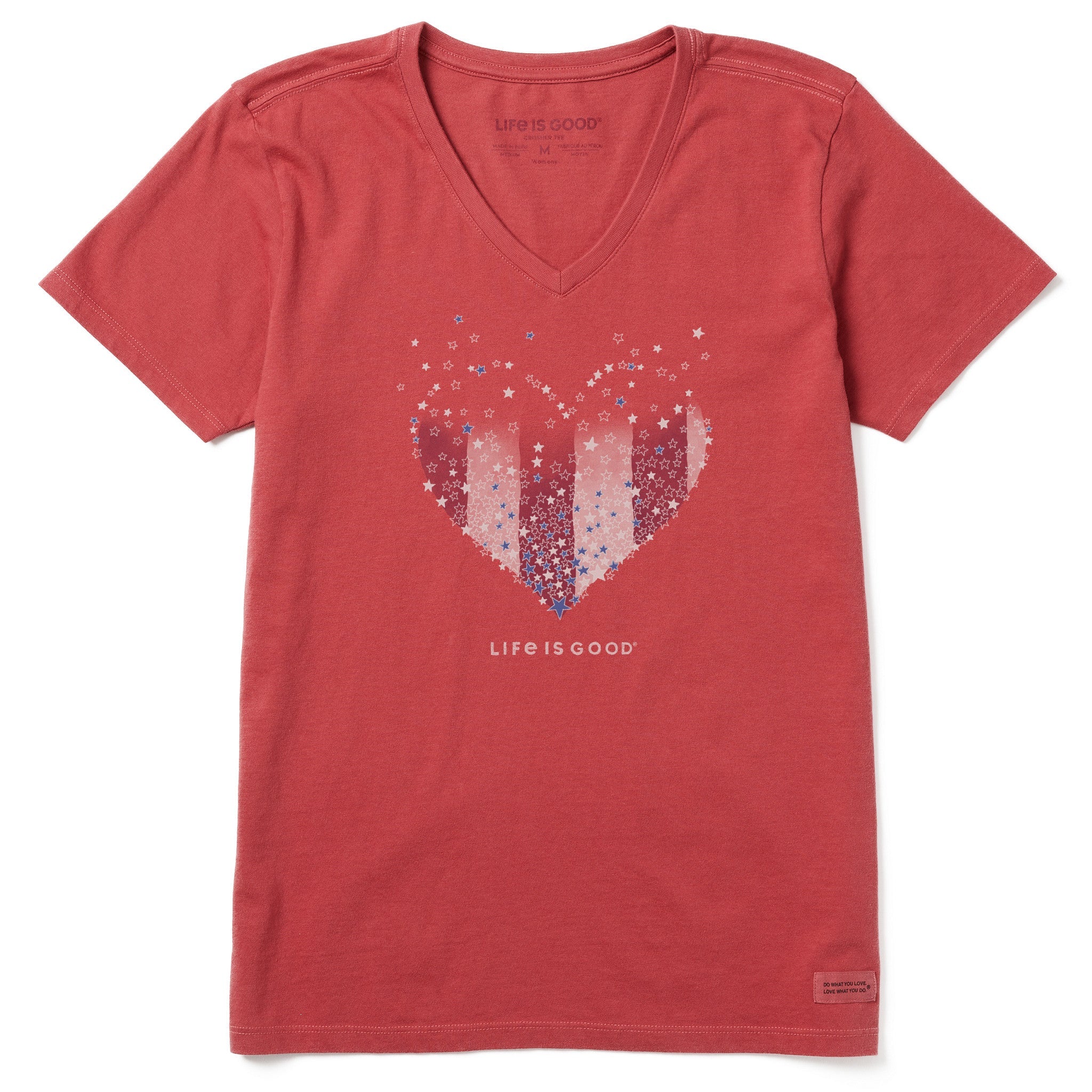 Women's Heart Stars and Stripes Short Sleeve Crusher Vee