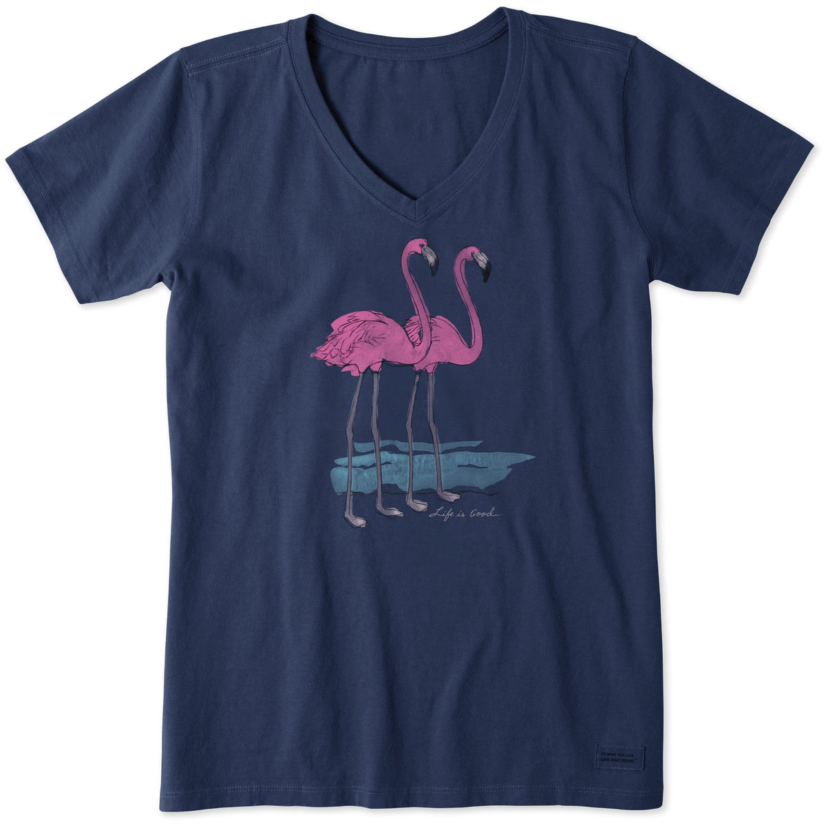 Women's Elegant Flamingos Short Sleeve Vee