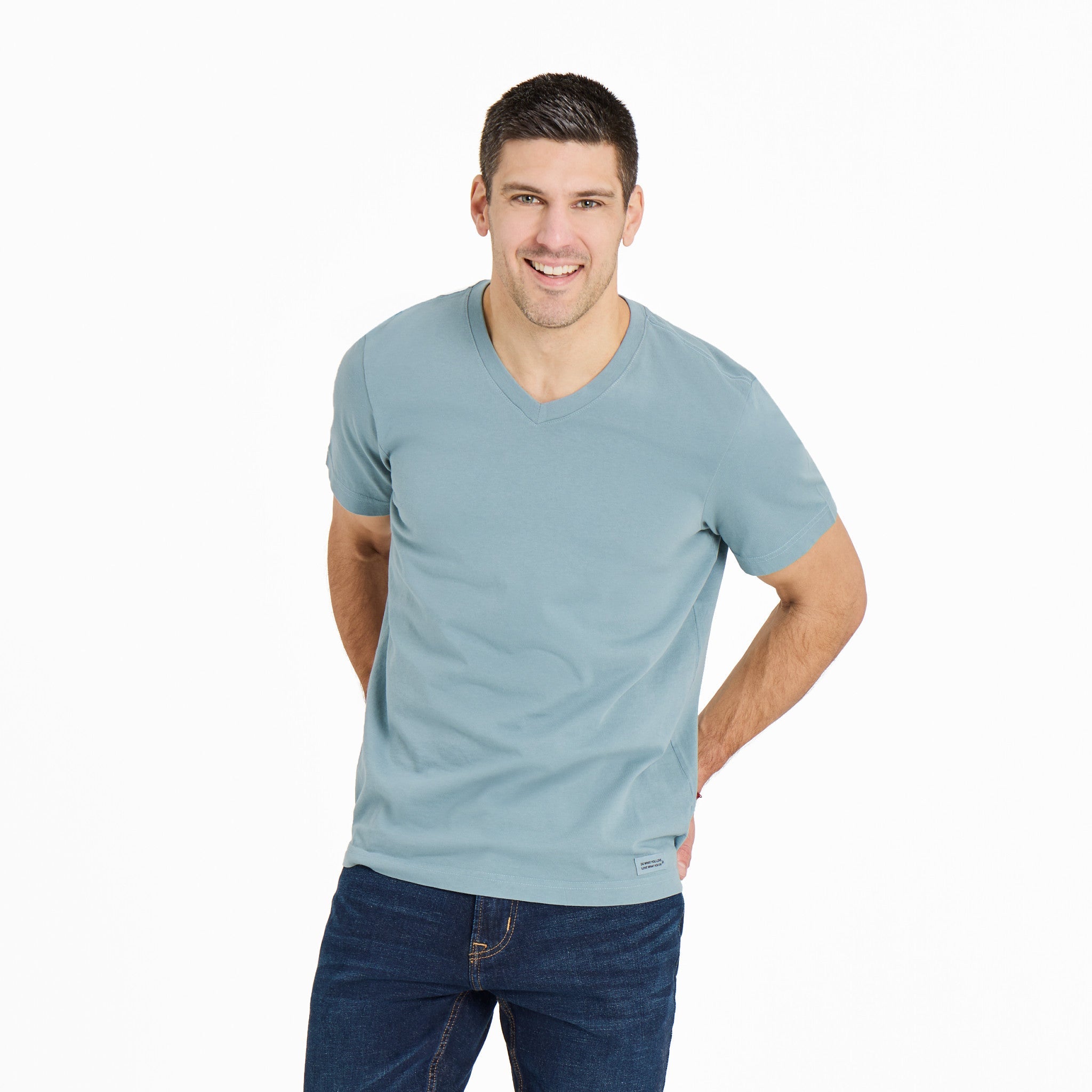 Men's Solid Short Sleeve Crusher Vee