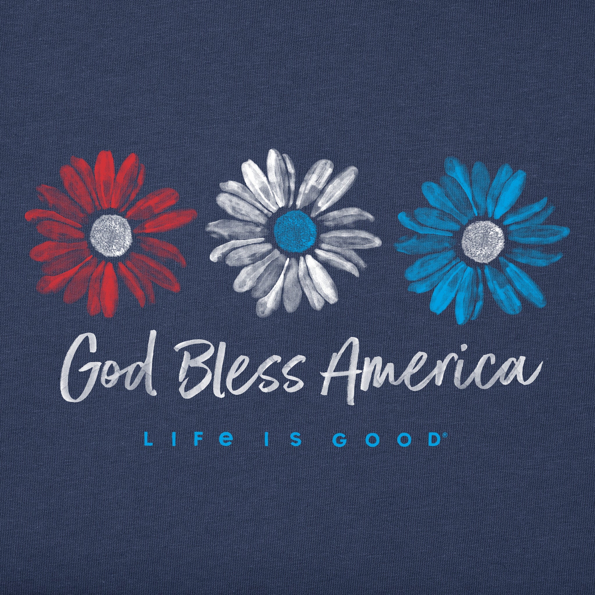 Women's God Bless America Daisies Short Sleeve Vee