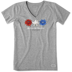 Women's America the Beautiful Lotus Short Sleeve Vee