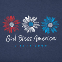 Women's God Bless America Daisies Short Sleeve Vee