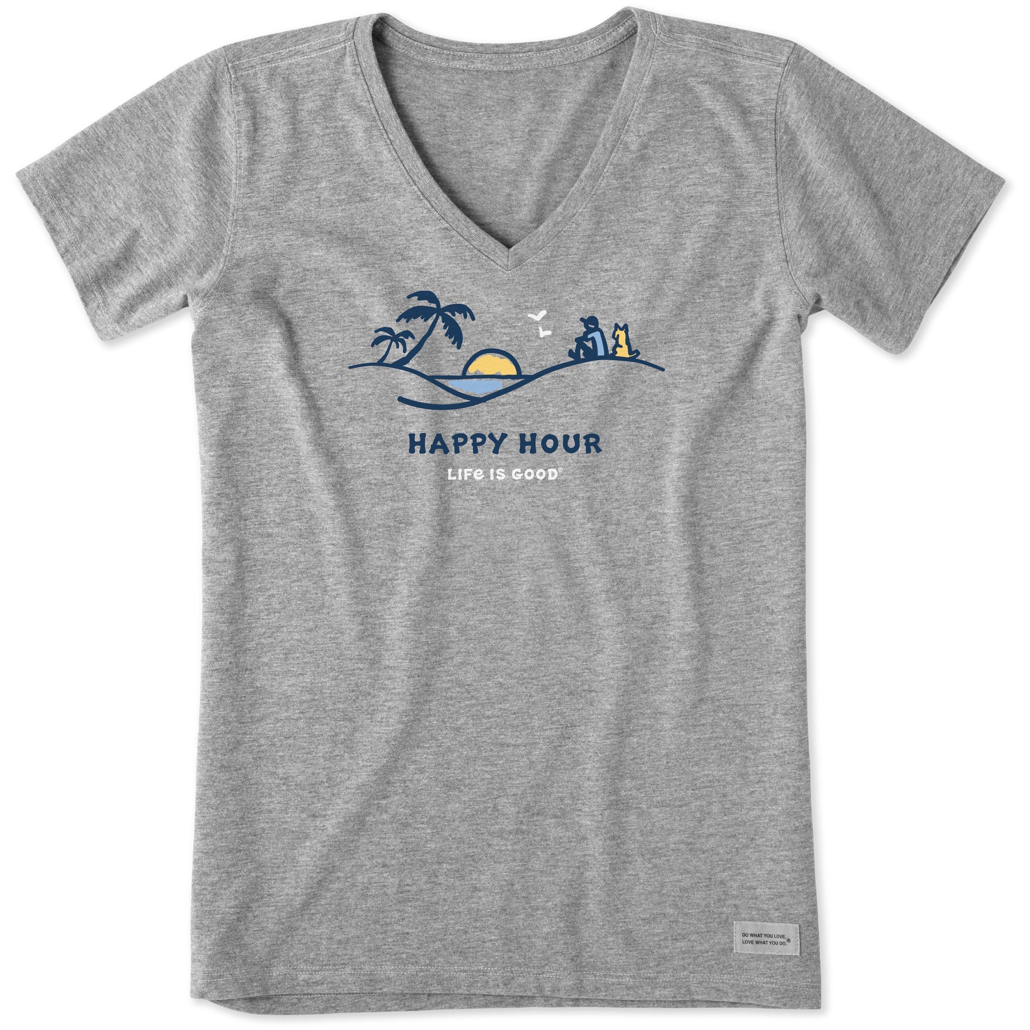 Women's Happy Hour Palm Sunset Short Sleeve Vee