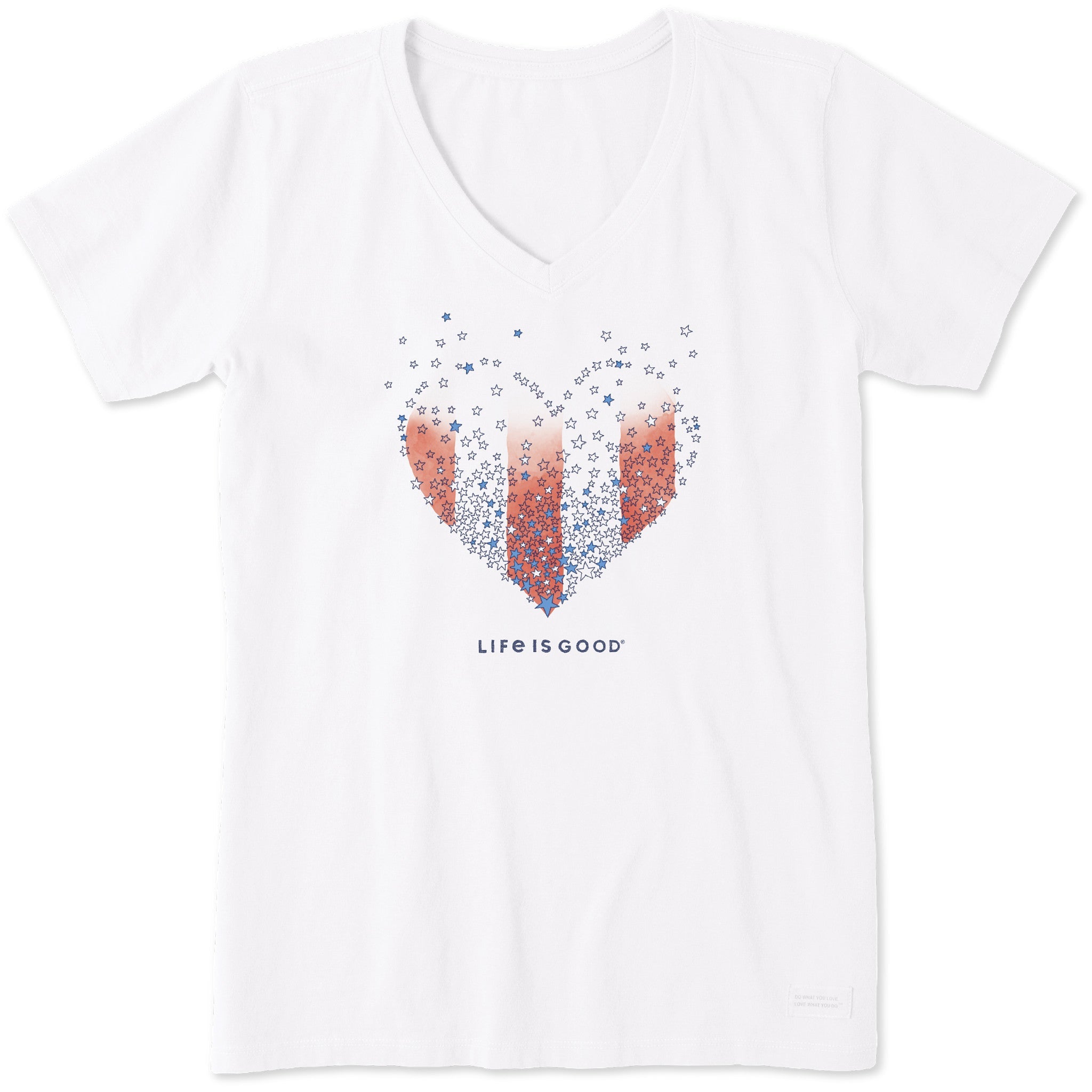 Women's Heart Stars and Stripes Short Sleeve Crusher Vee