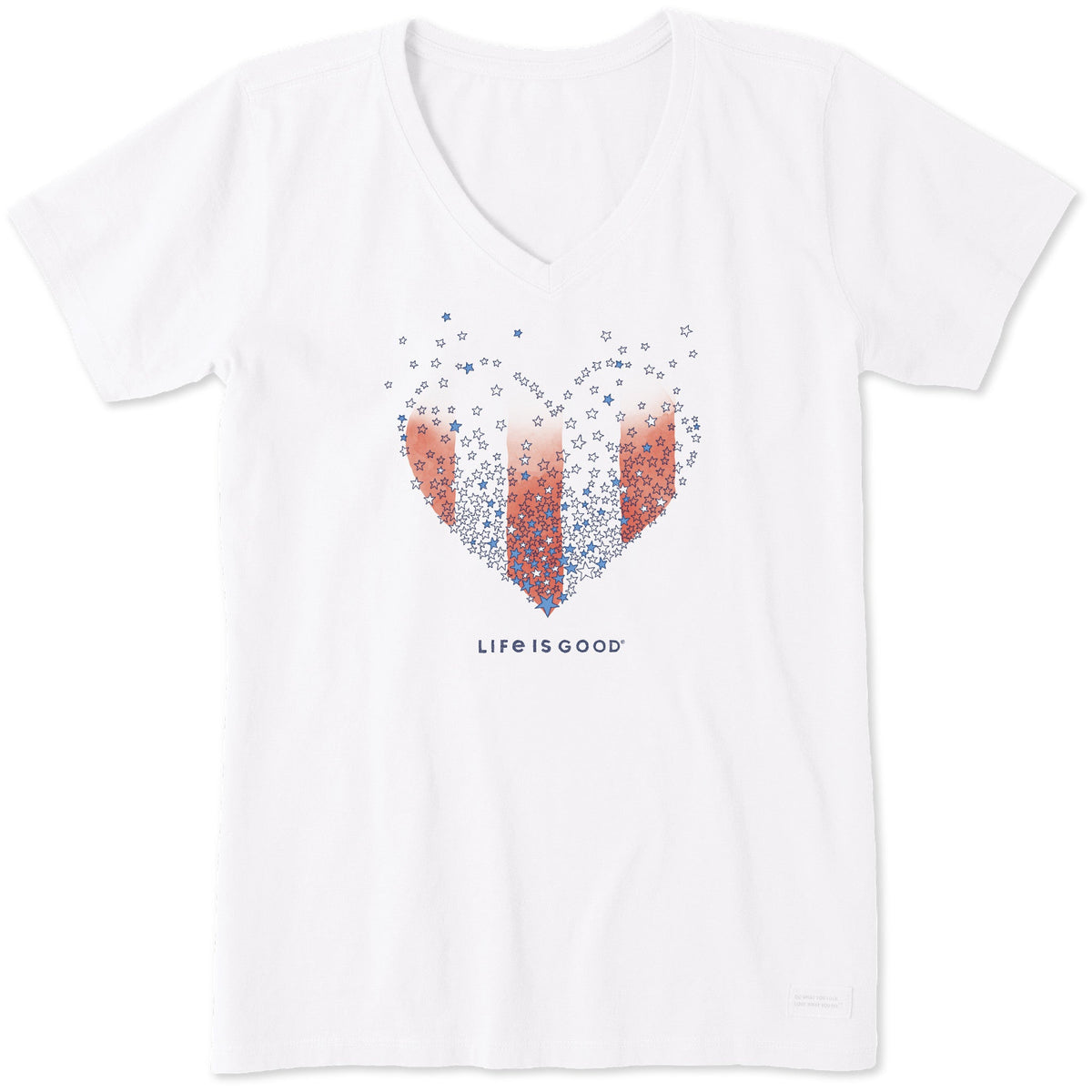 Women's Heart Stars and Stripes Short Sleeve Crusher Vee