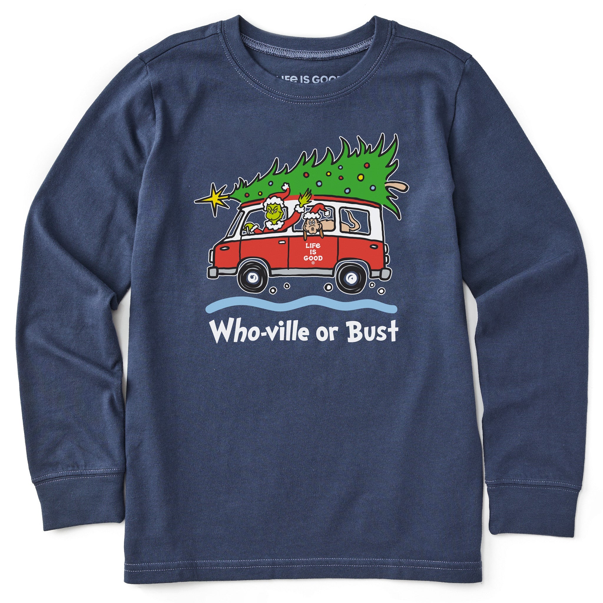 Kids Grinch and Max Who-Ville Or Bust Long Sleeve Crusher Tee