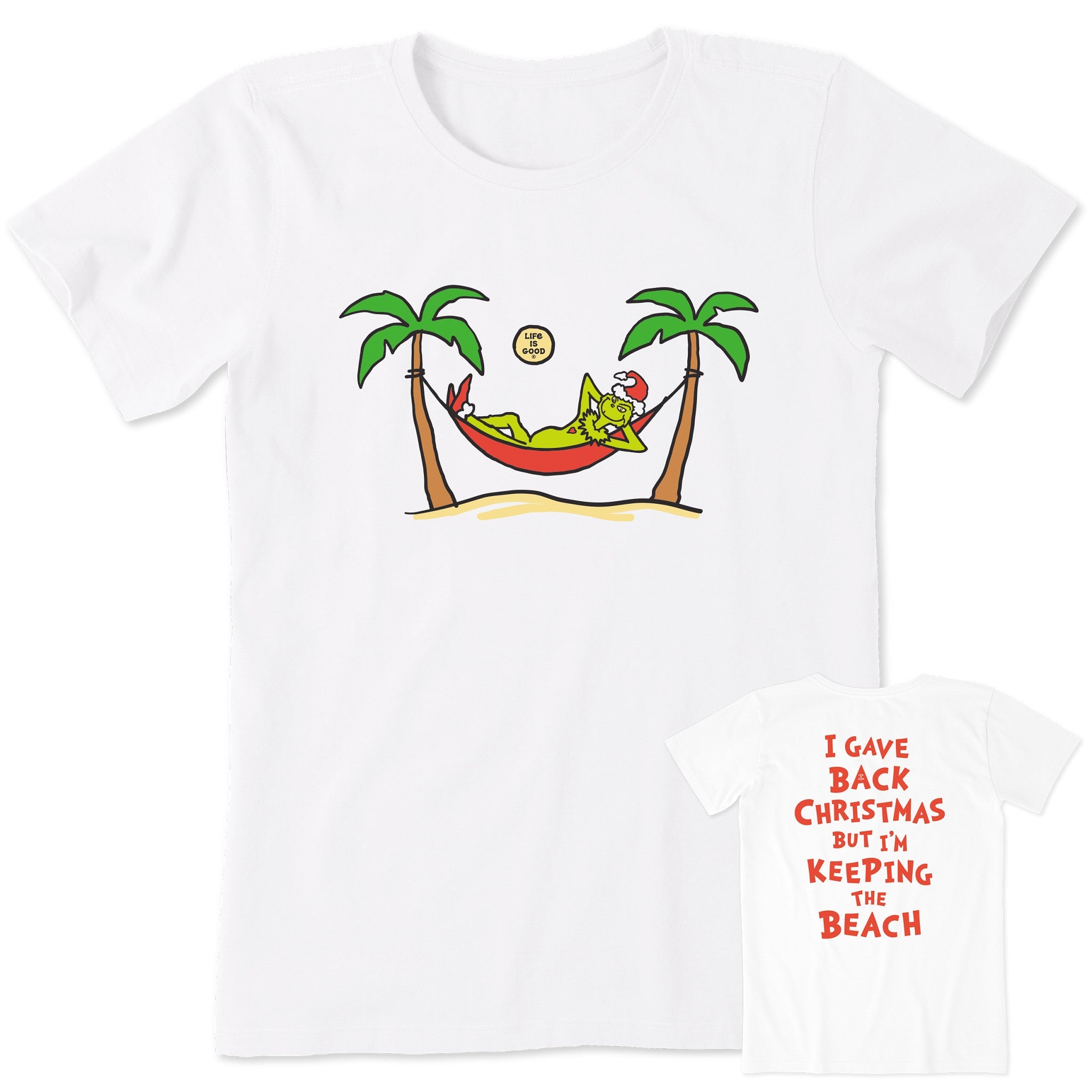 Women's Grinch Gave Back Christmas Beach Short Sleeve Crusher Tee