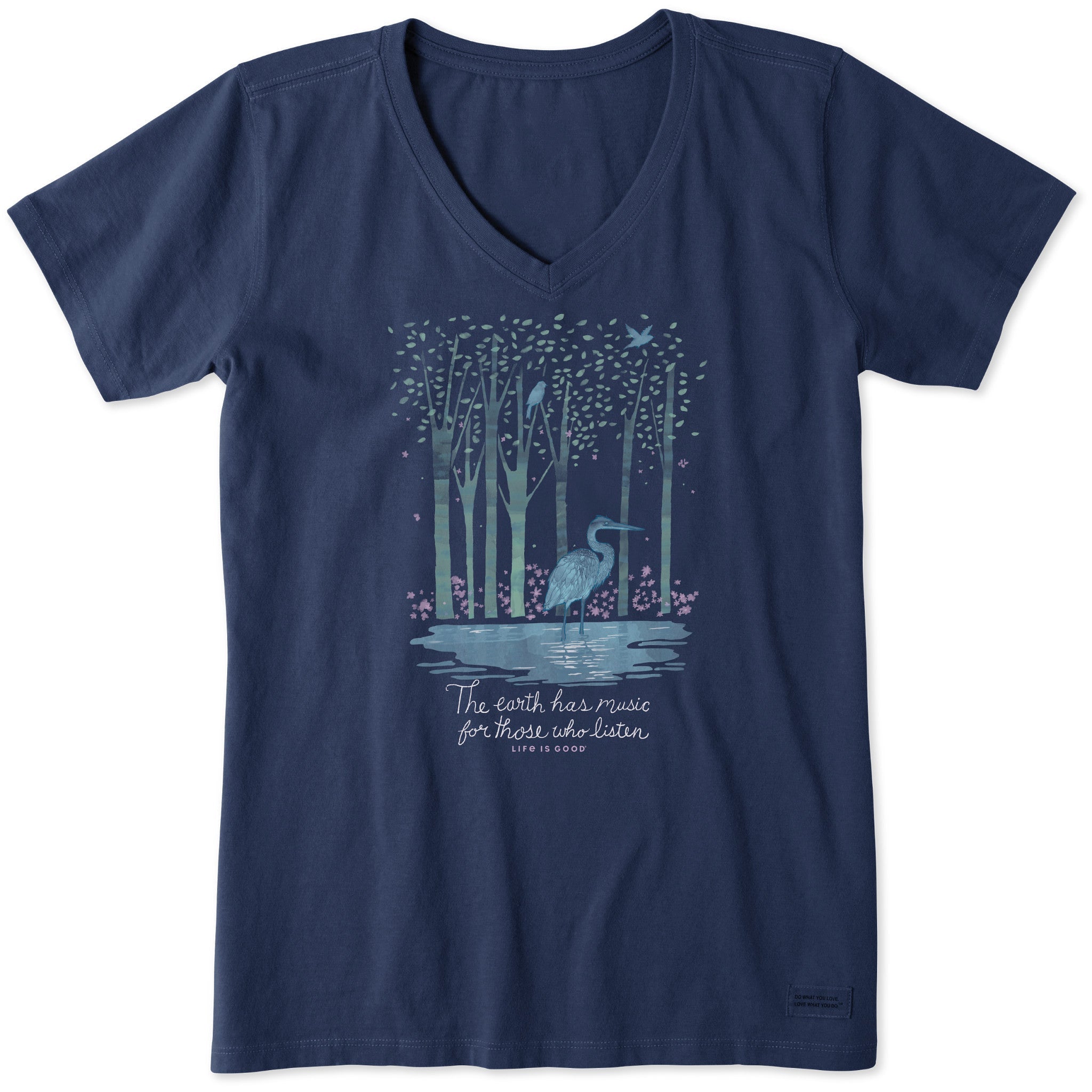 Women's Earth Has Music Heron Short Sleeve Crusher Vee