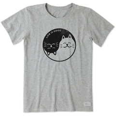 Women's Cat Yin and Yang Short Sleeve Crusher Tee