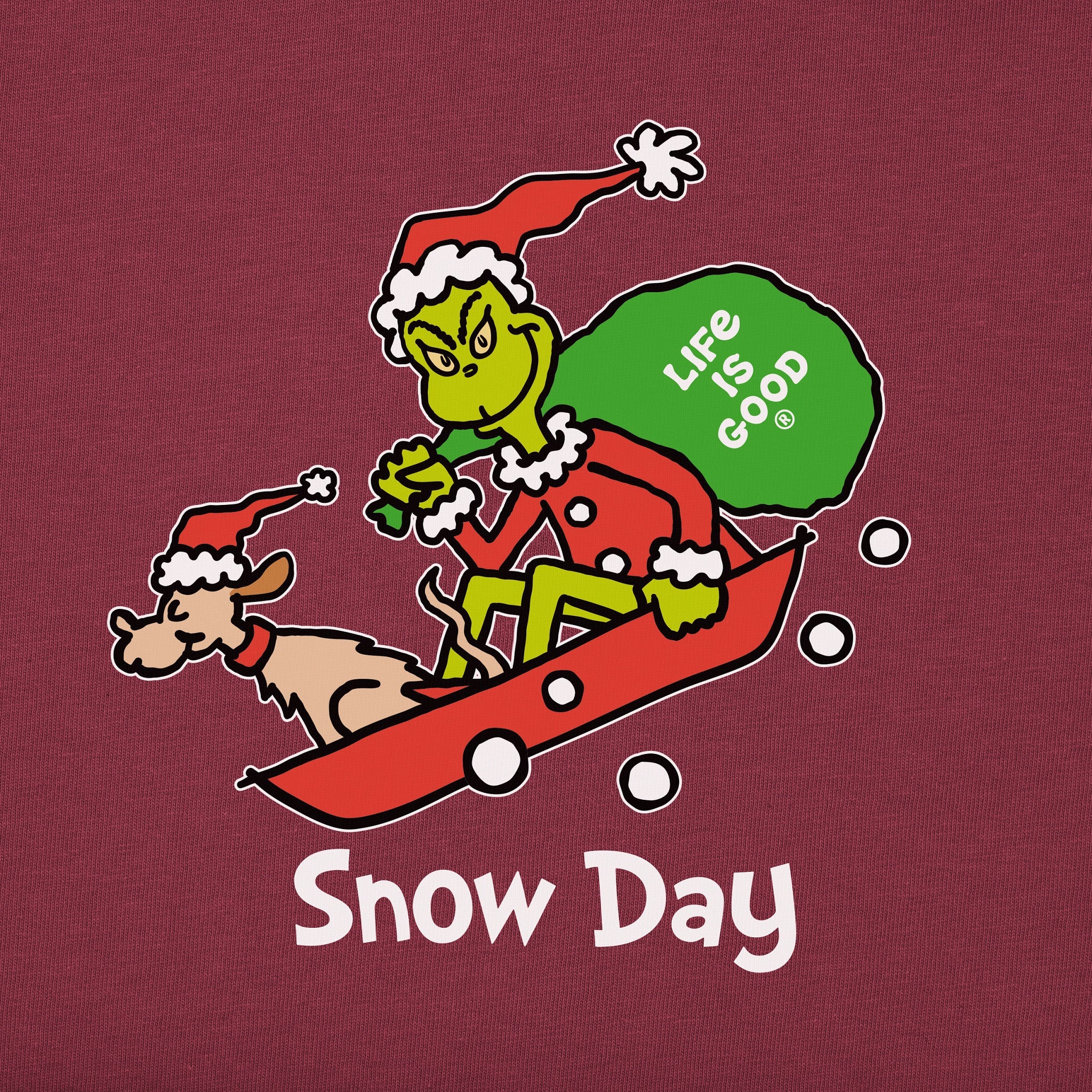 Kids Grinch and Max Snow Day Long Sleeve Crusher Tee