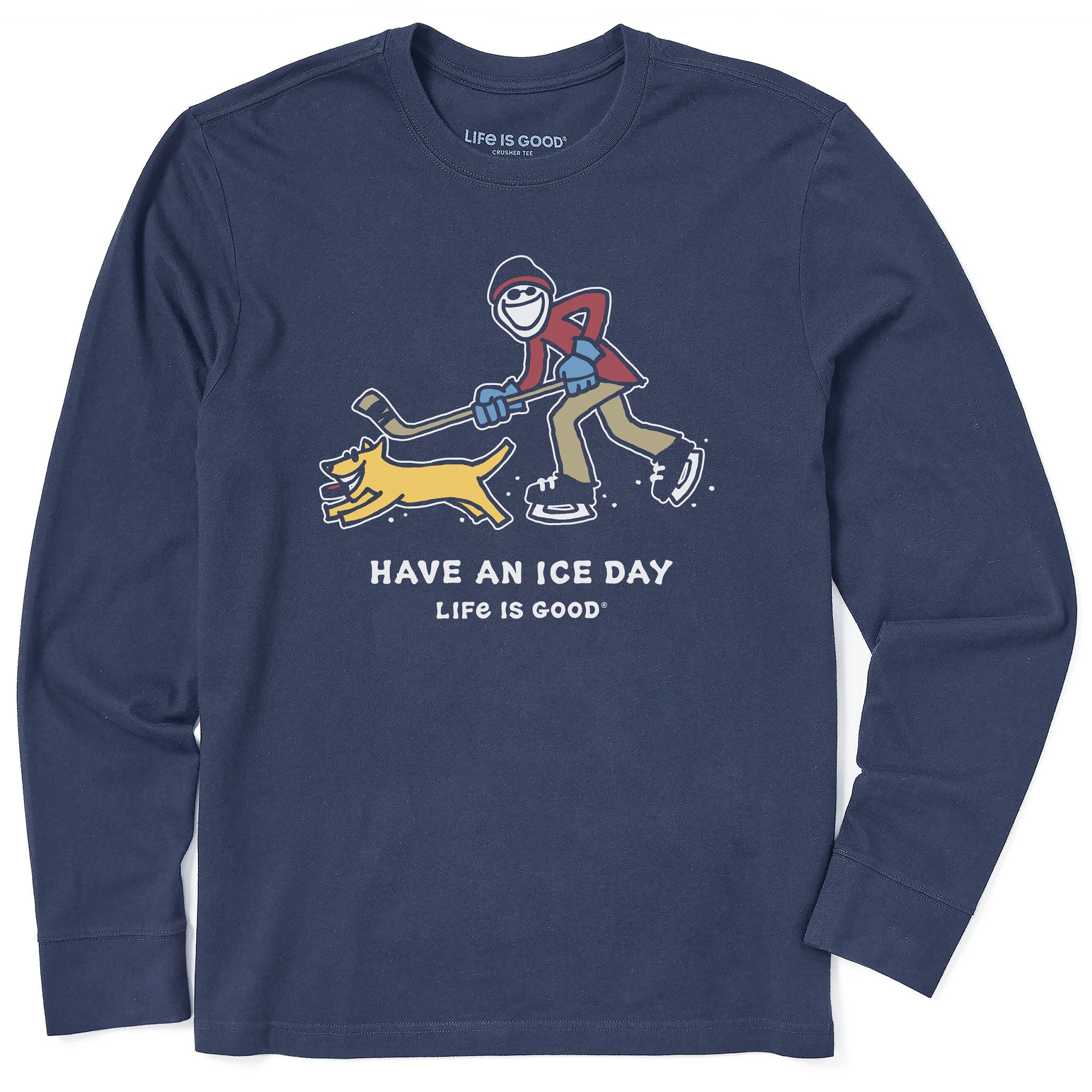 Men's Jake and Rocket Ice Skating Long Sleeve Crusher Tee