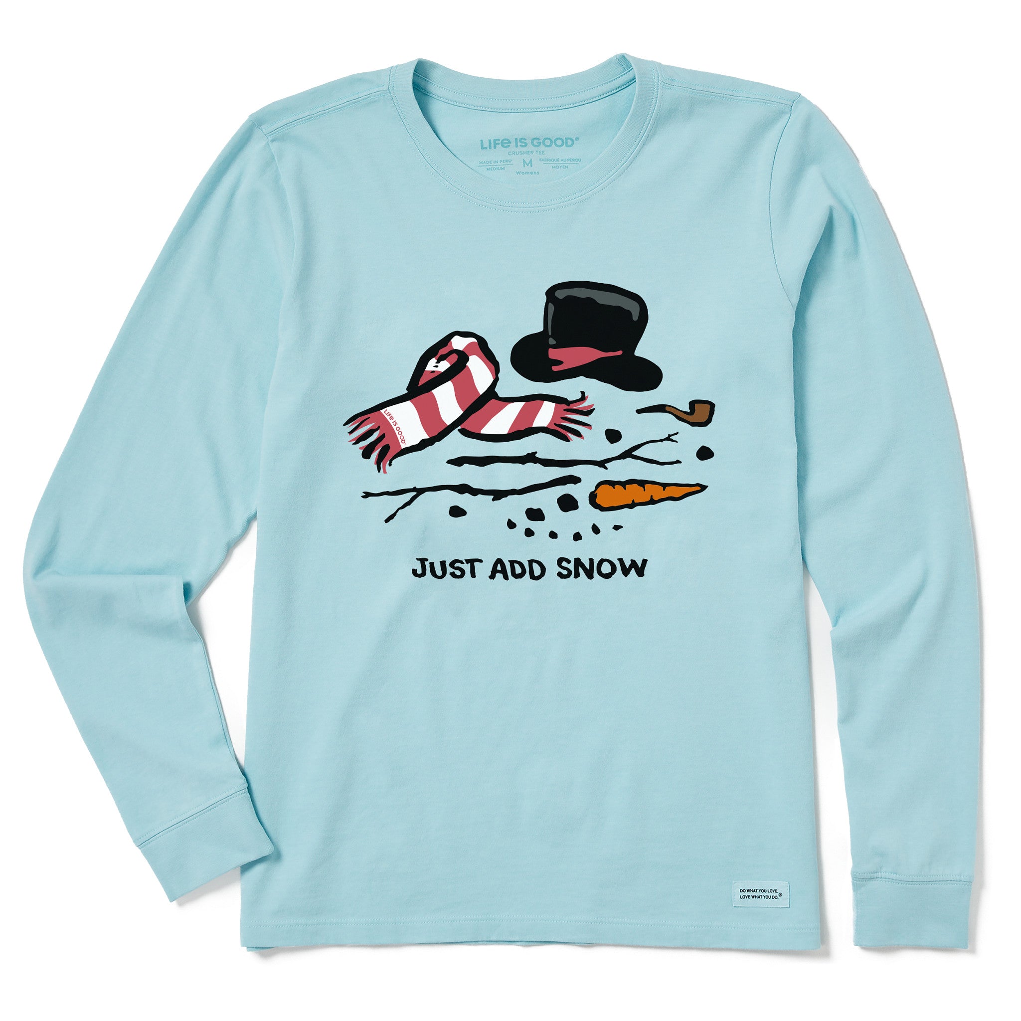 Women's Just Add Snow Snowman Long Sleeve Crusher Tee