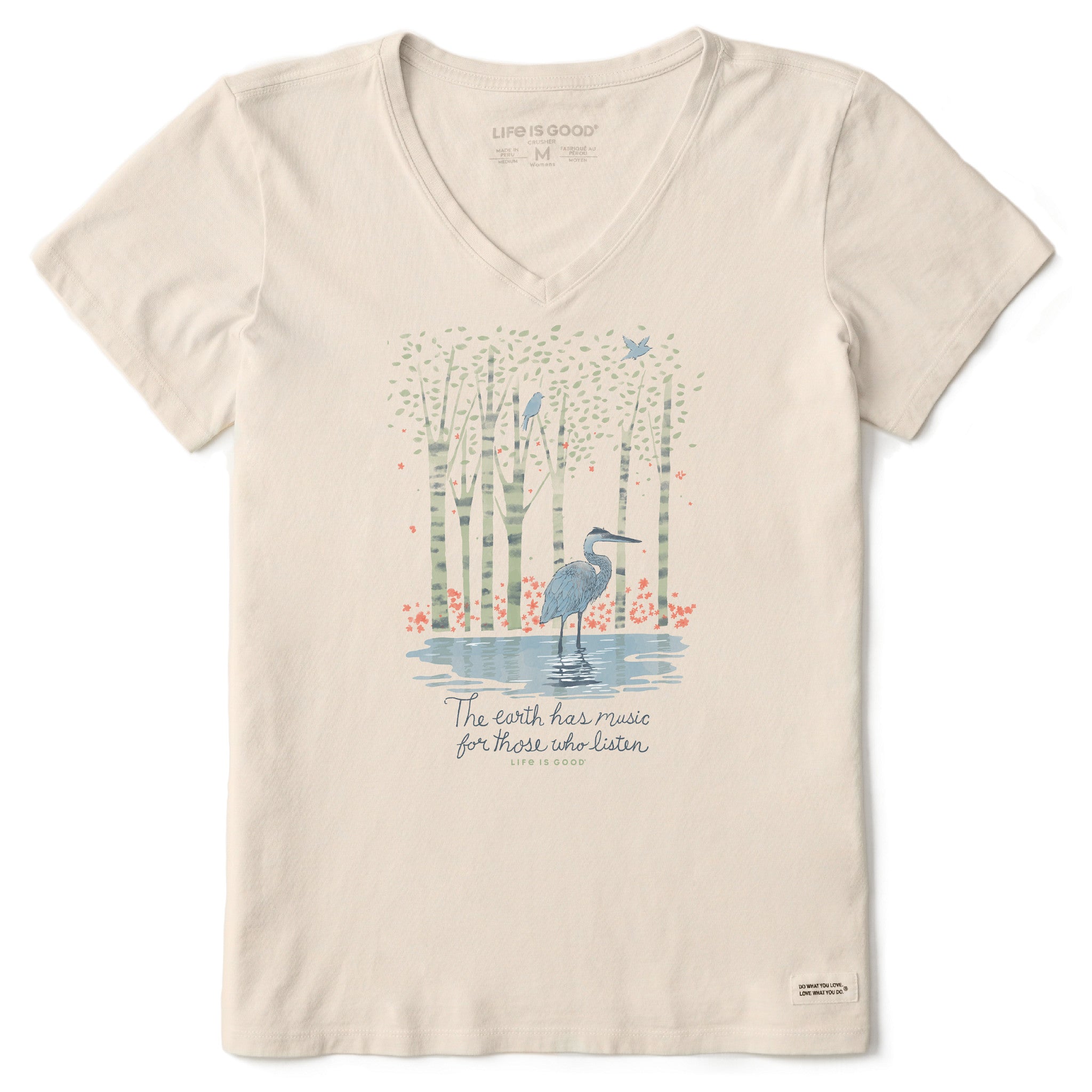 Women's Earth Has Music Heron Short Sleeve Crusher Vee