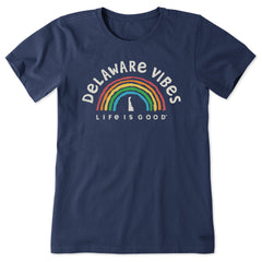 Women's Delaware Rainbow Vibes Short Sleeve Crusher Tee
