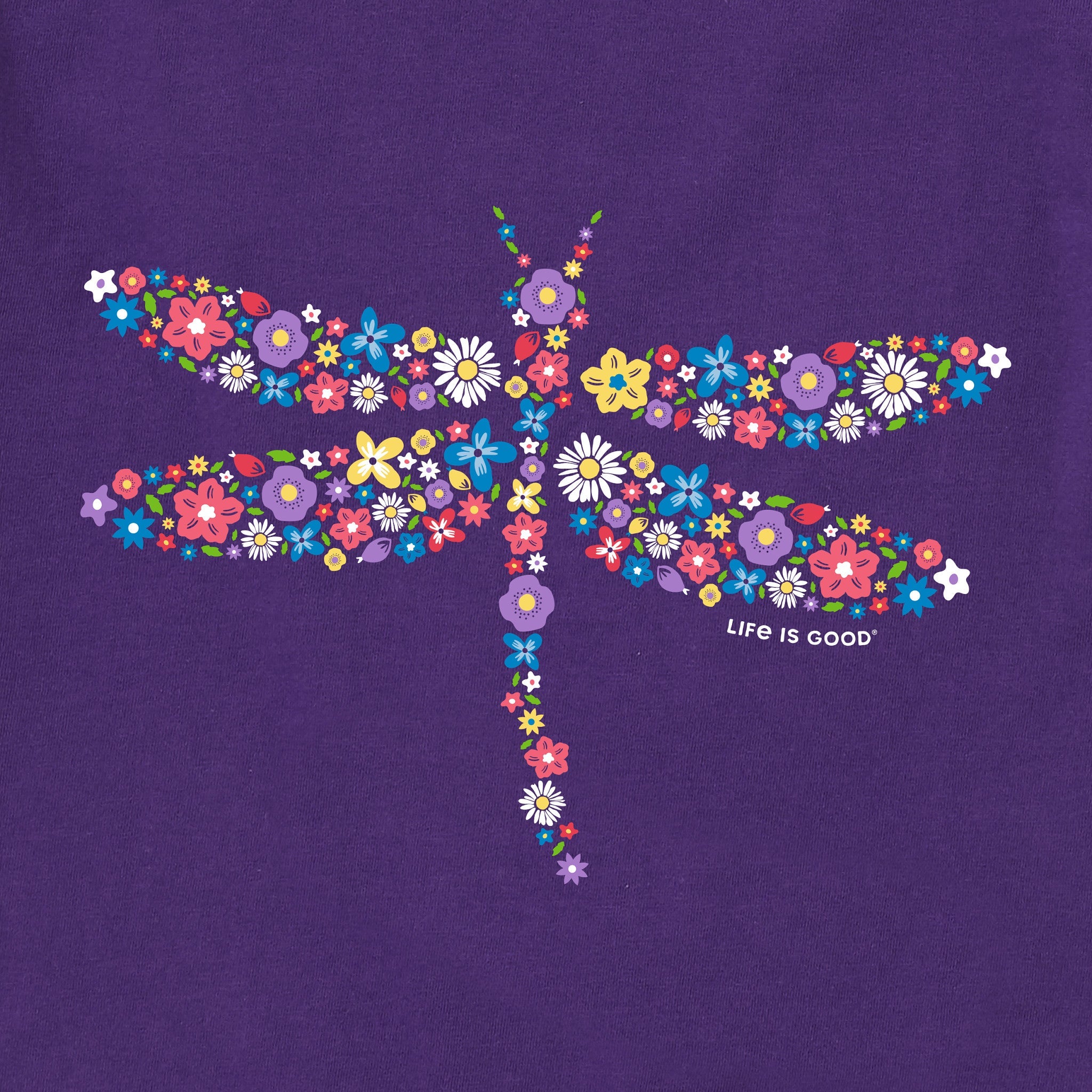 Women's Dragonfly Flowers Short Sleeve Vee