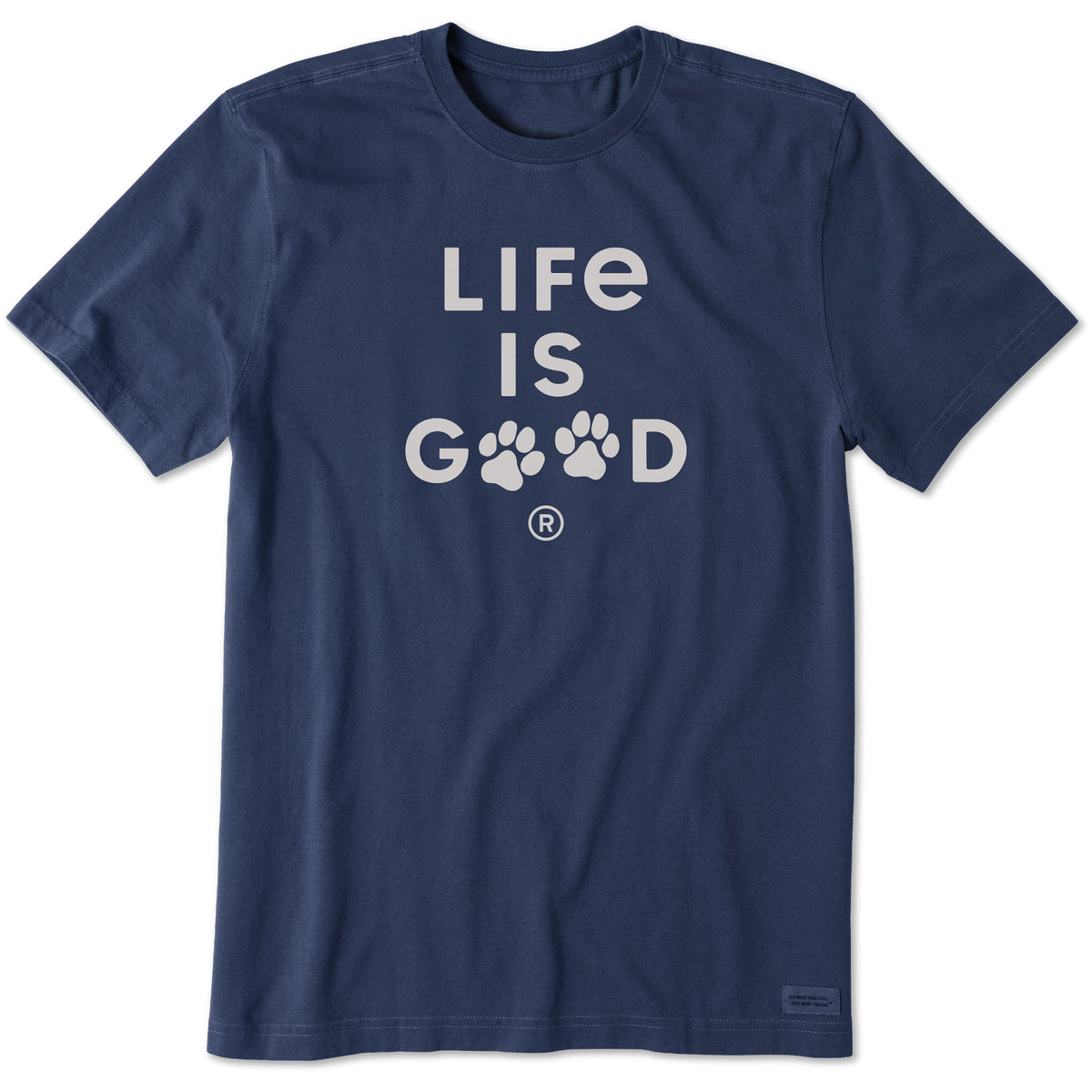 Men's Life is Good Paw Print Short Sleeve Crusher Tee