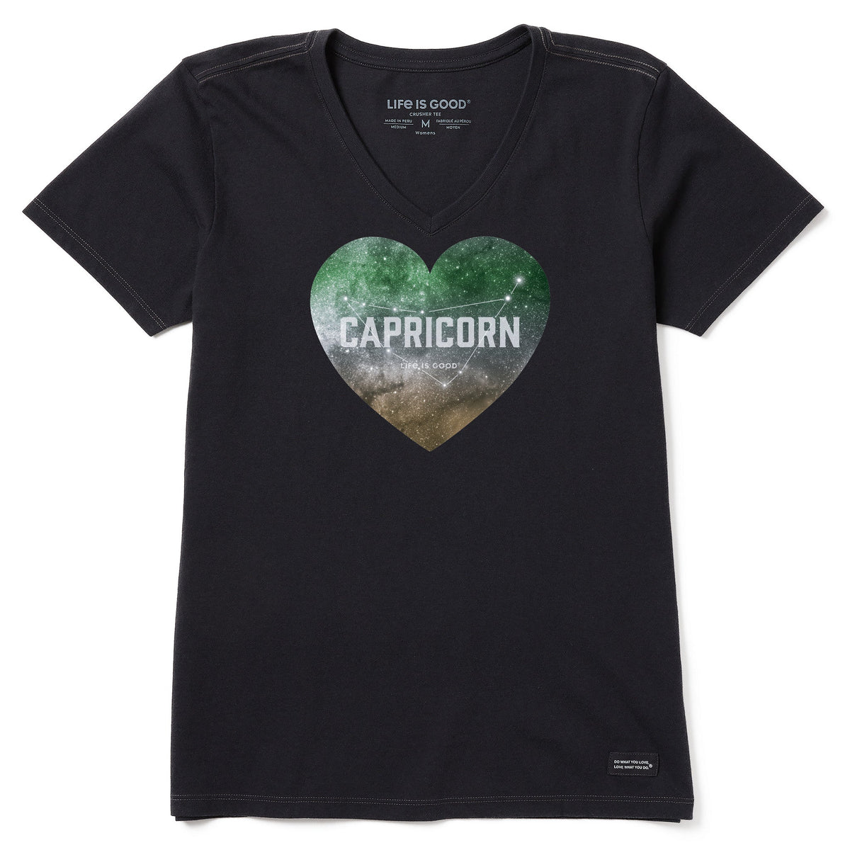 Women's Celestial Capricorn Heart Short Sleeve Crusher Vee