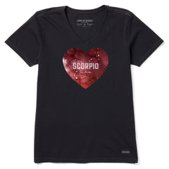 Women's Celestial Scorpio Heart Short Sleeve Crusher Vee