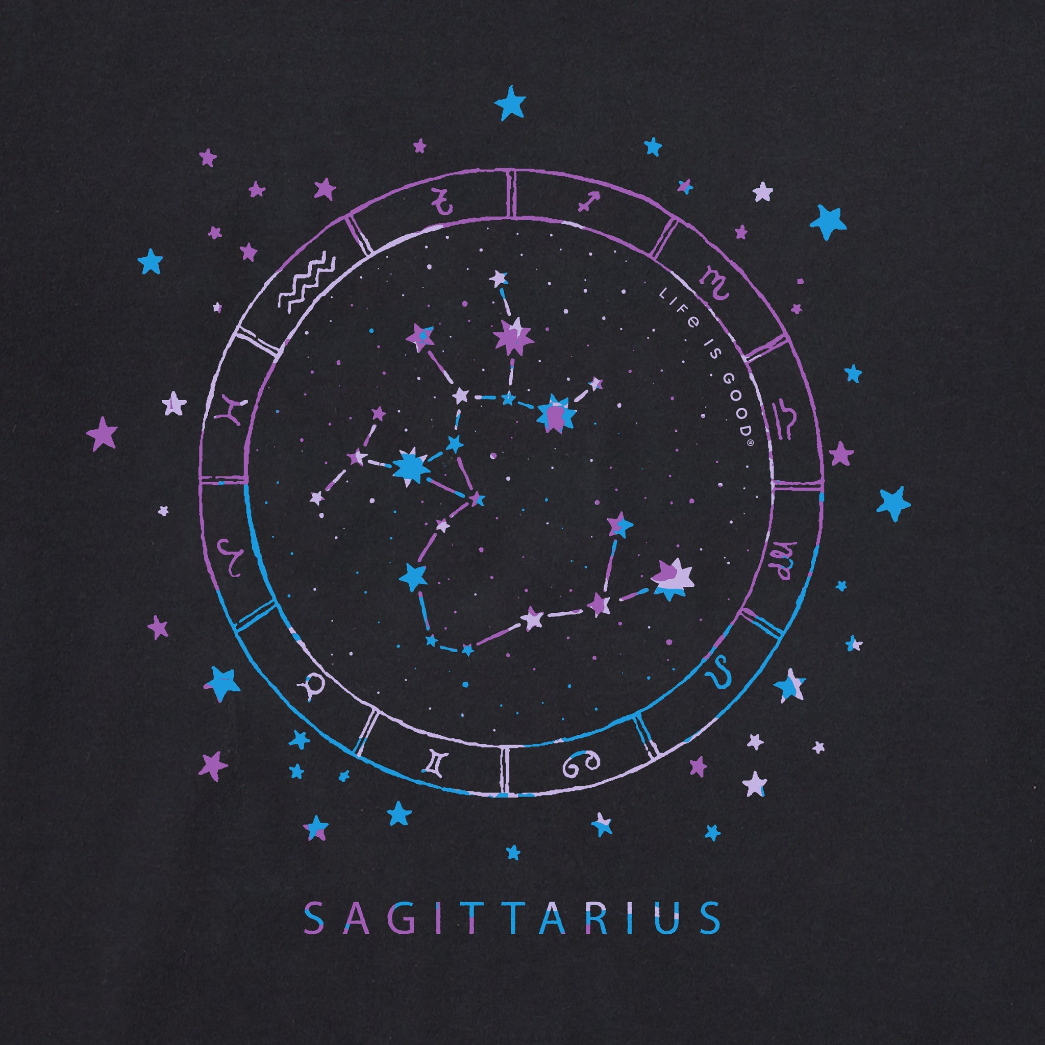 Men's Zodiac Constellation Sagittarius Short Sleeve Crusher Tee