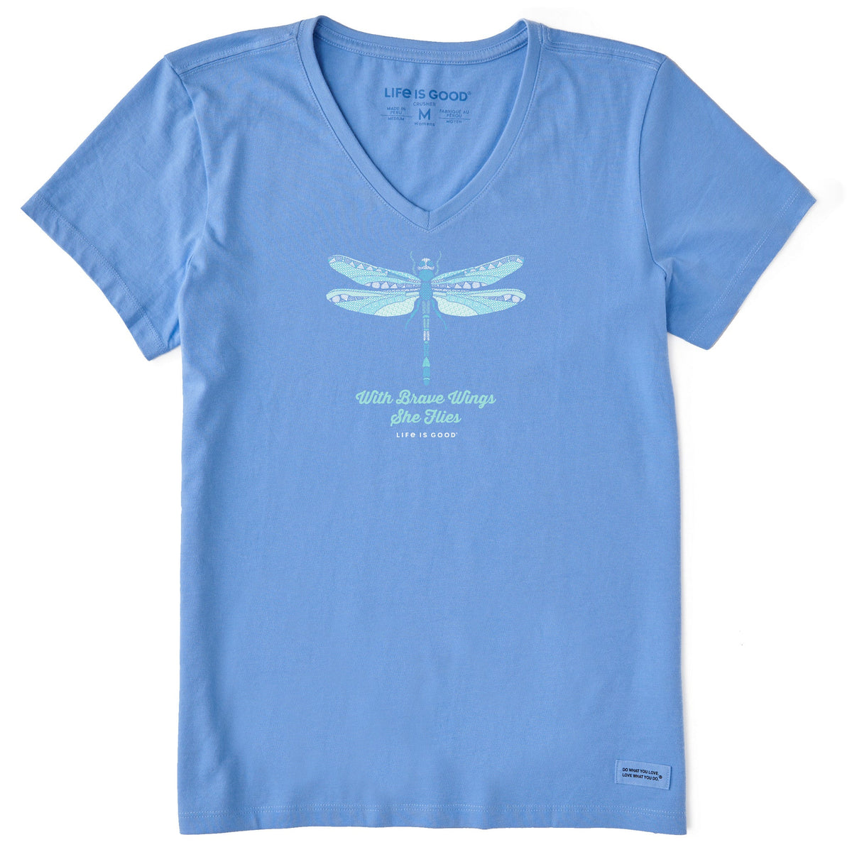 Women's Detailed Dragonfly Short Sleeve Crusher Vee