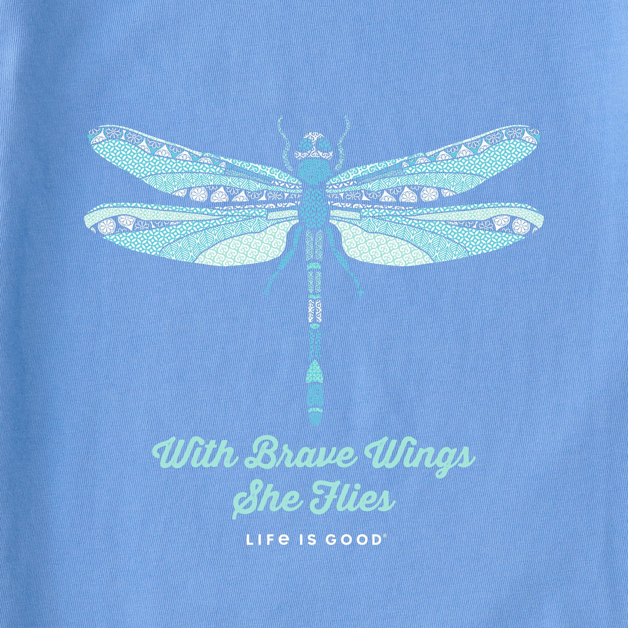 Women's Detailed Dragonfly Short Sleeve Crusher Vee