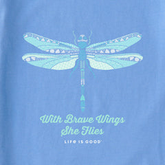 Women's Detailed Dragonfly Short Sleeve Crusher Vee