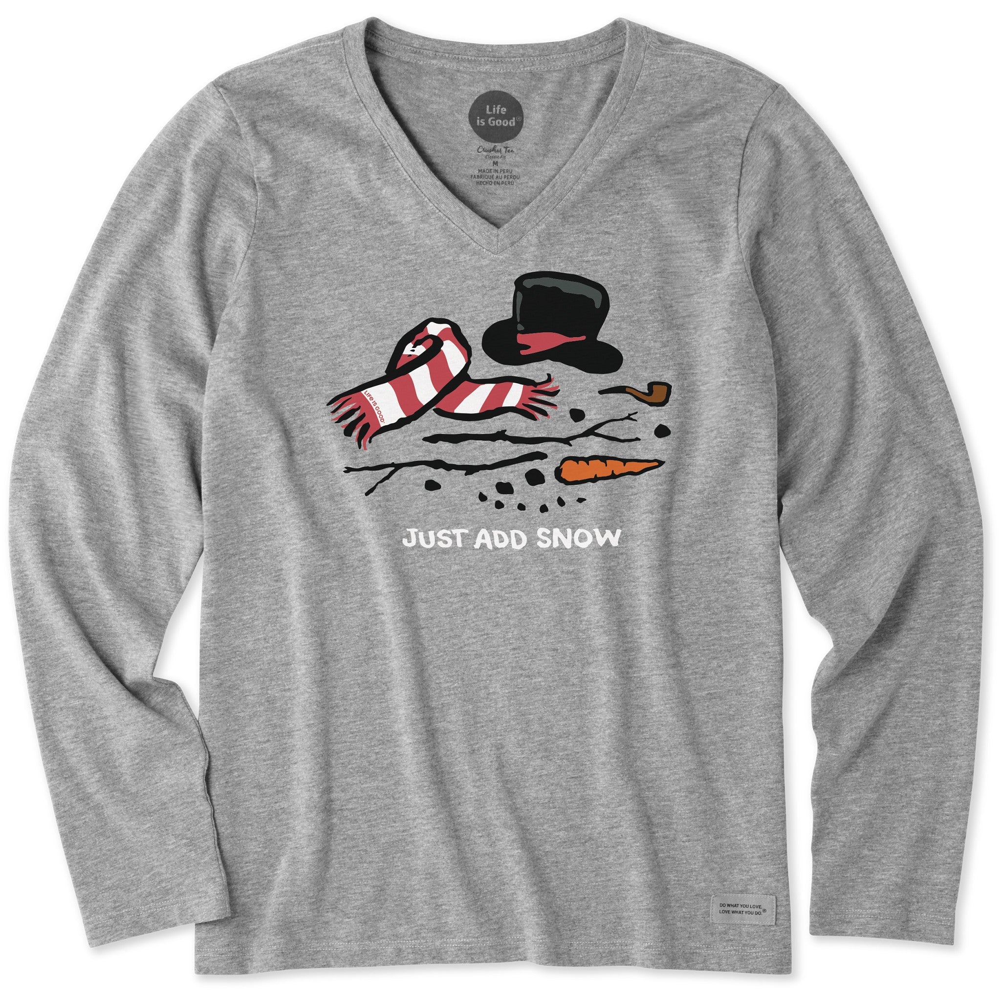 Women's Just Add Snow Snowman Long Sleeve Crusher Vee