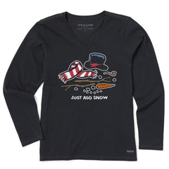 Women's Just Add Snow Snowman Long Sleeve Crusher Vee
