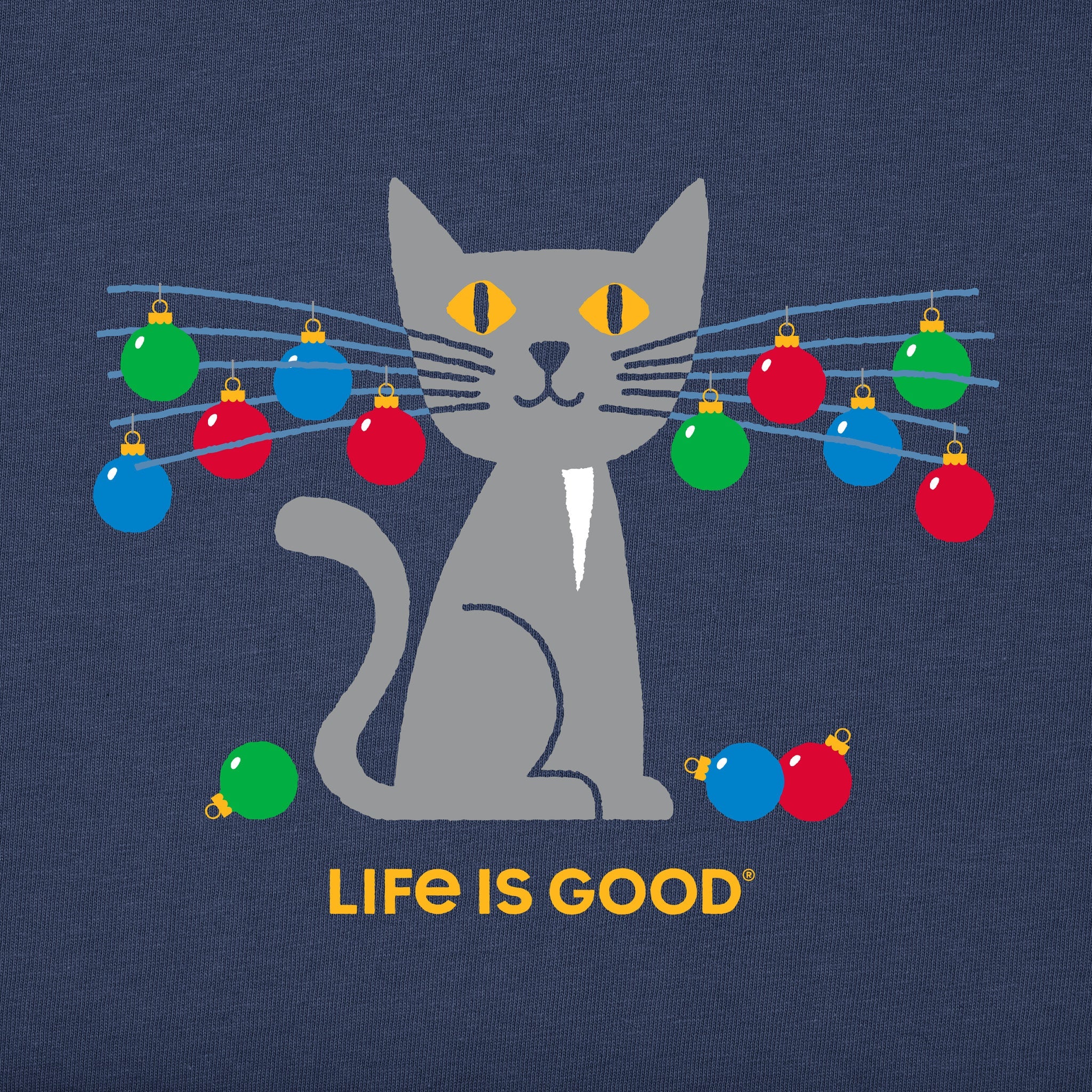 Men's Whisker Ornament Cat Long Sleeve Crusher Tee