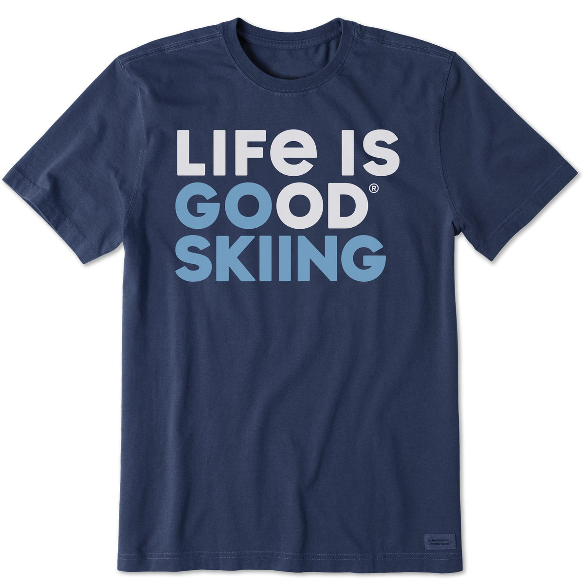 Men's Life is Good Go Skiing Short Sleeve Crusher Tee