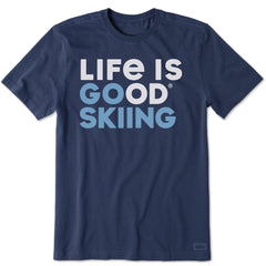 Men's Life is Good Go Skiing Short Sleeve Crusher Tee
