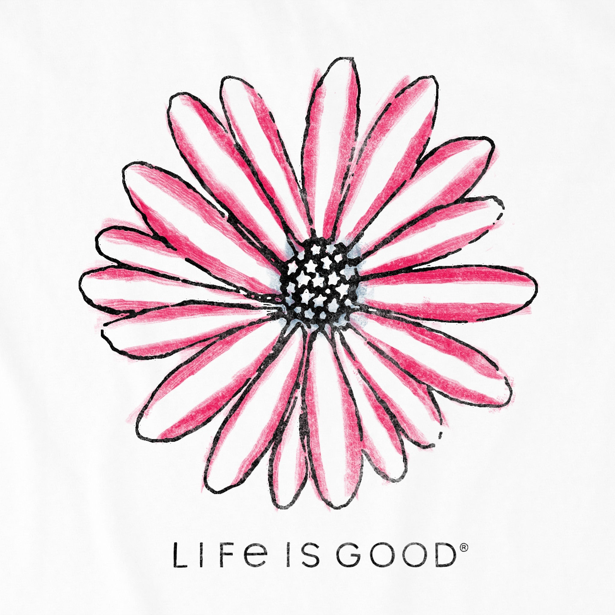 Women's Americana Hand Drawn Daisy Short Sleeve Crusher-LITE Vee