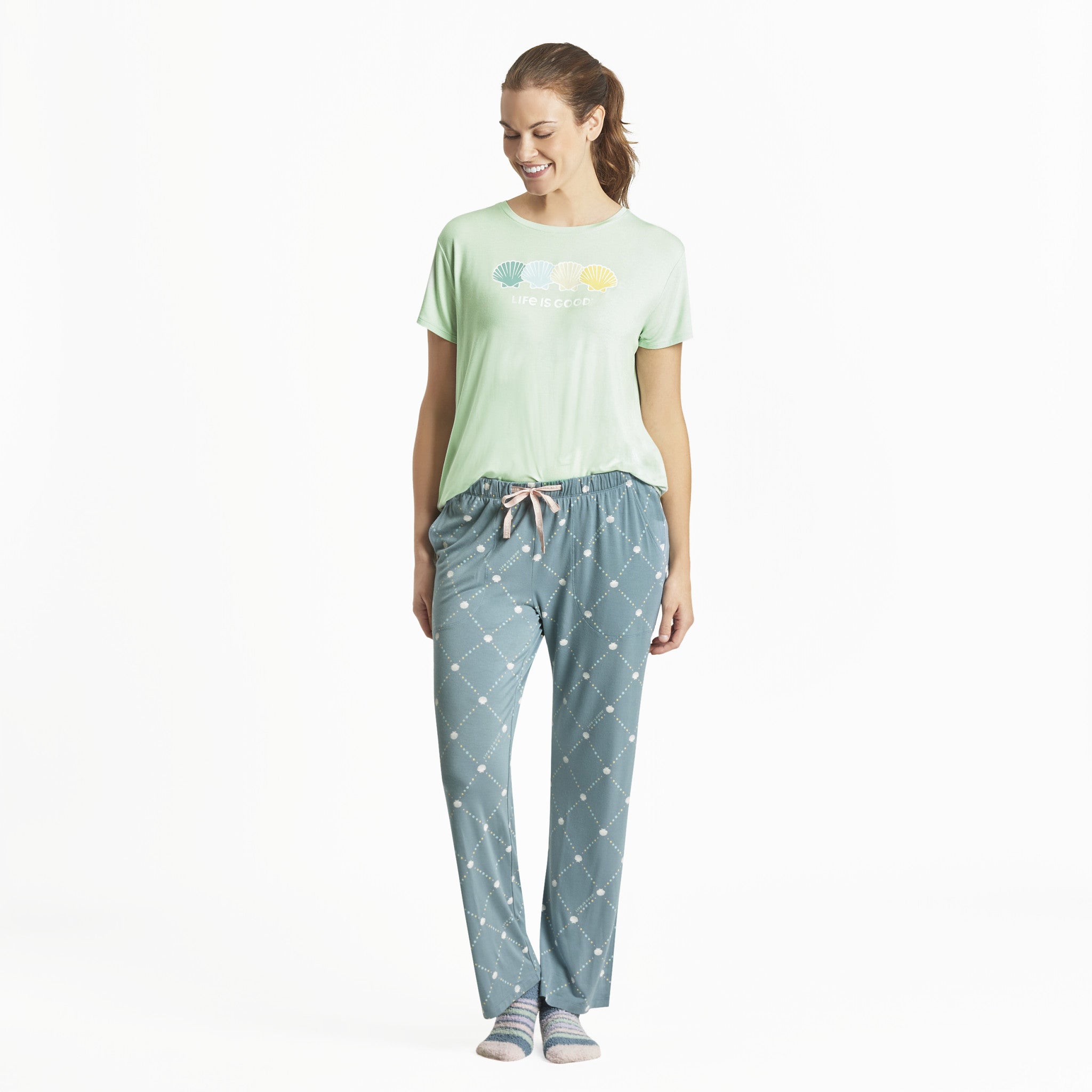 Women's Diamond Seashell Pattern Lightweight Sleep Pant