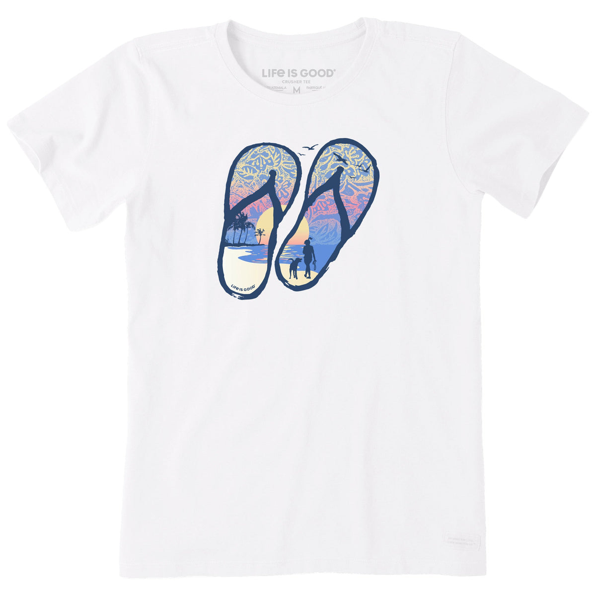 Women's Flip Flops Tropical Sunset Short Sleeve Crusher Tee