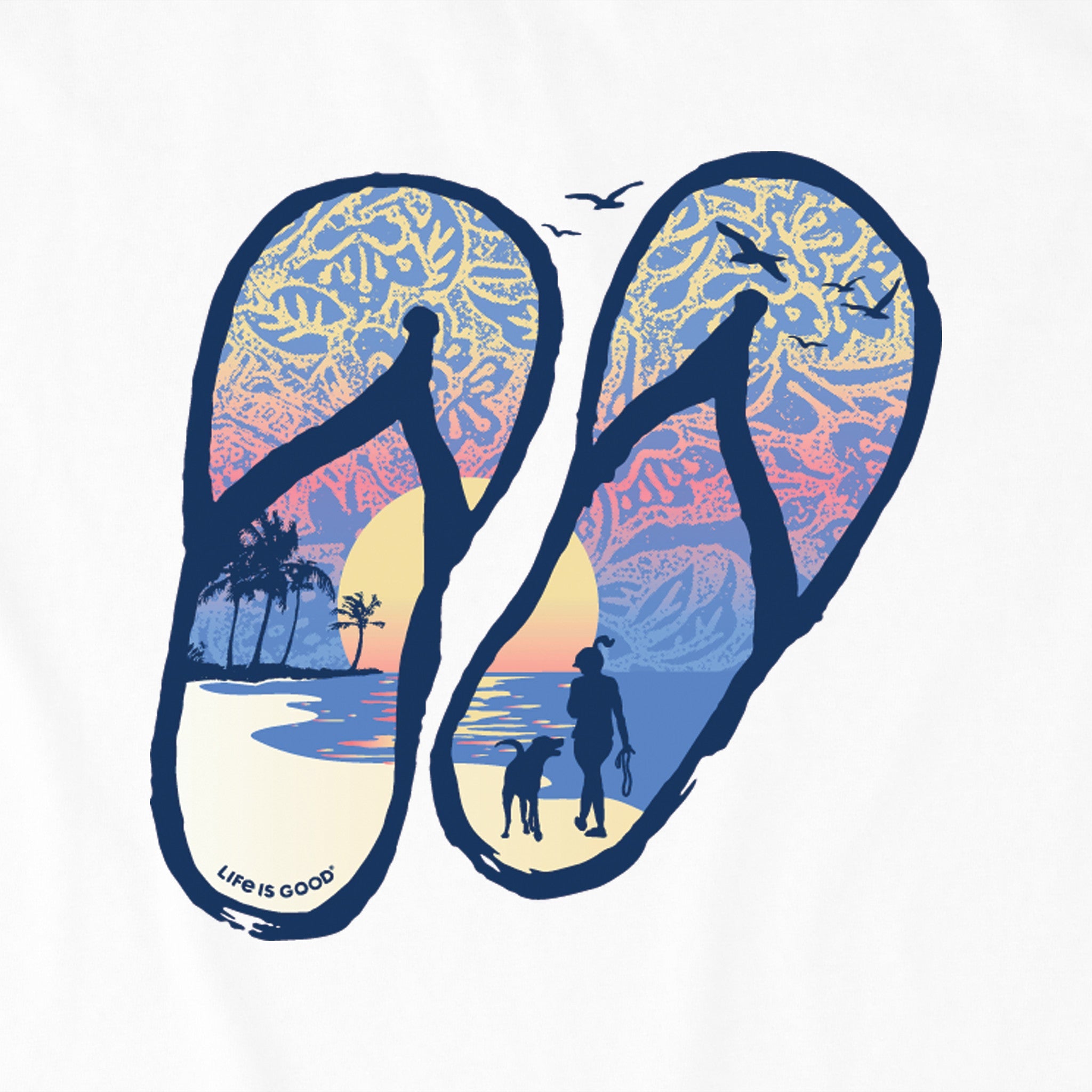 Women's Flip Flops Tropical Sunset Short Sleeve Crusher Tee