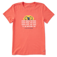 Women's I'll Be Watching You Yellow Lab Short Sleeve Tee