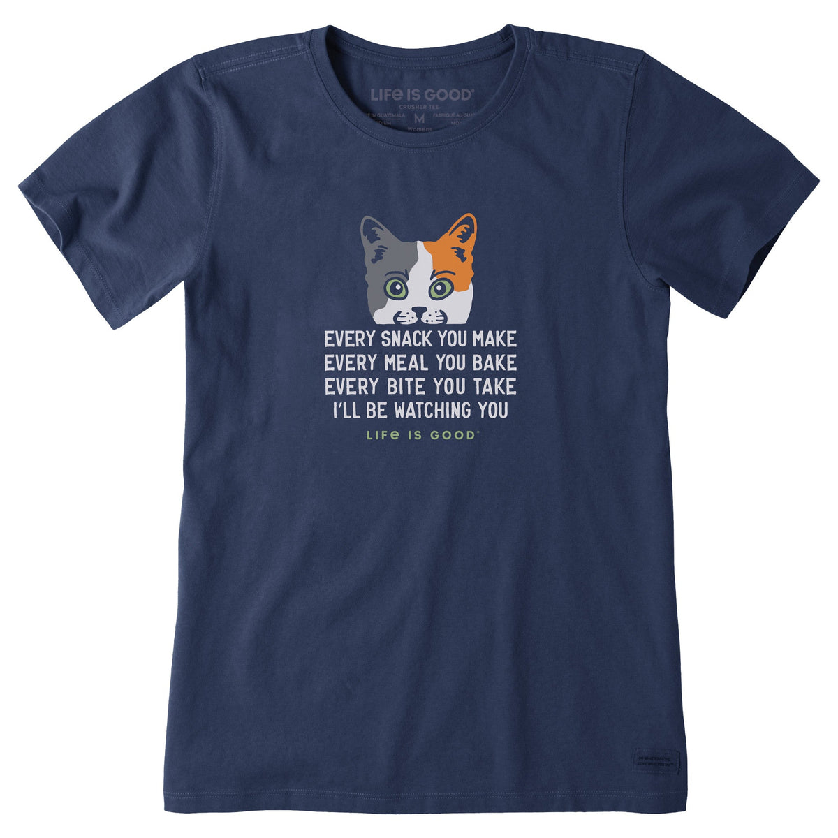 Women's I'll Be Watching You Cat Short Sleeve Crusher Tee