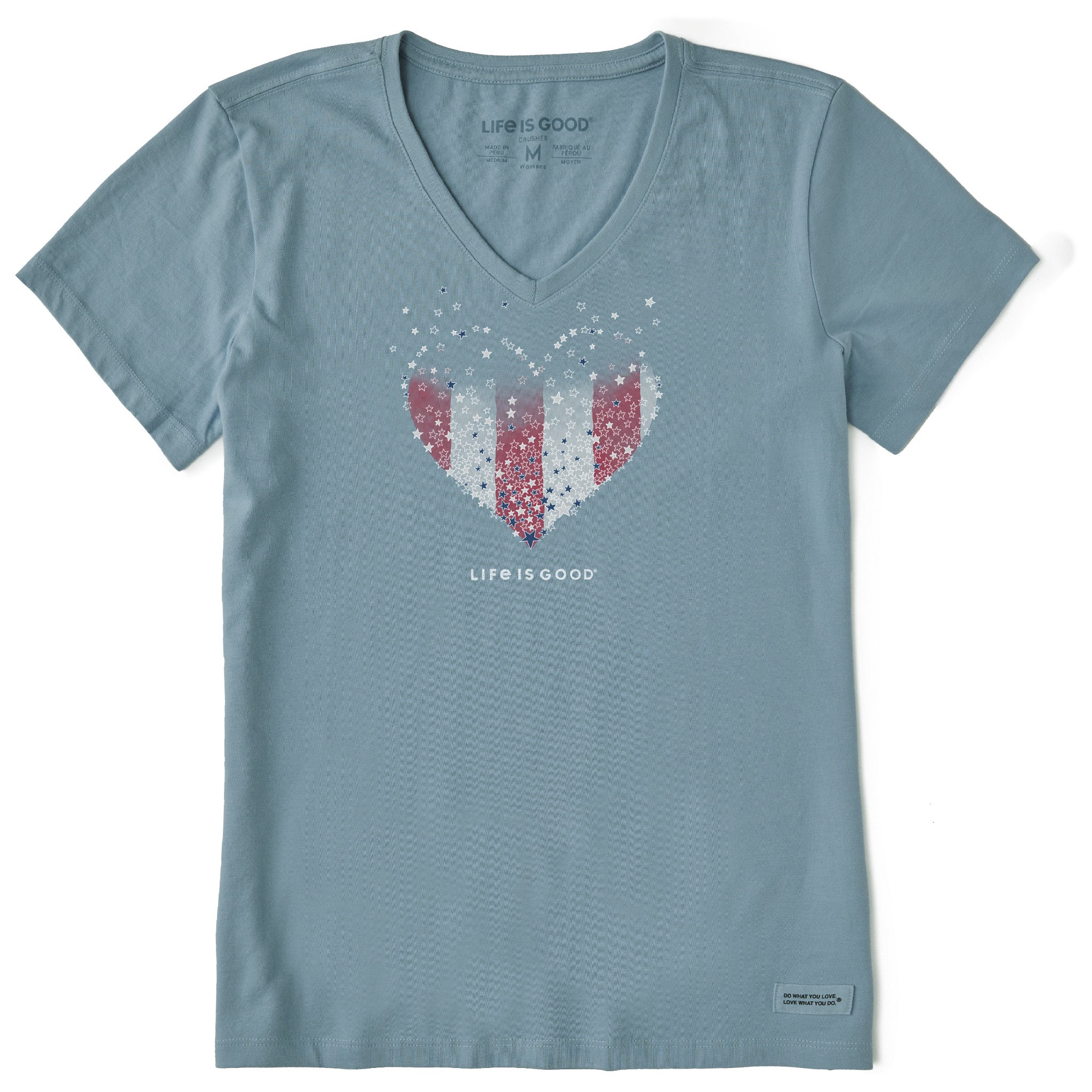 Women's Heart Stars and Stripes Short Sleeve Crusher Vee