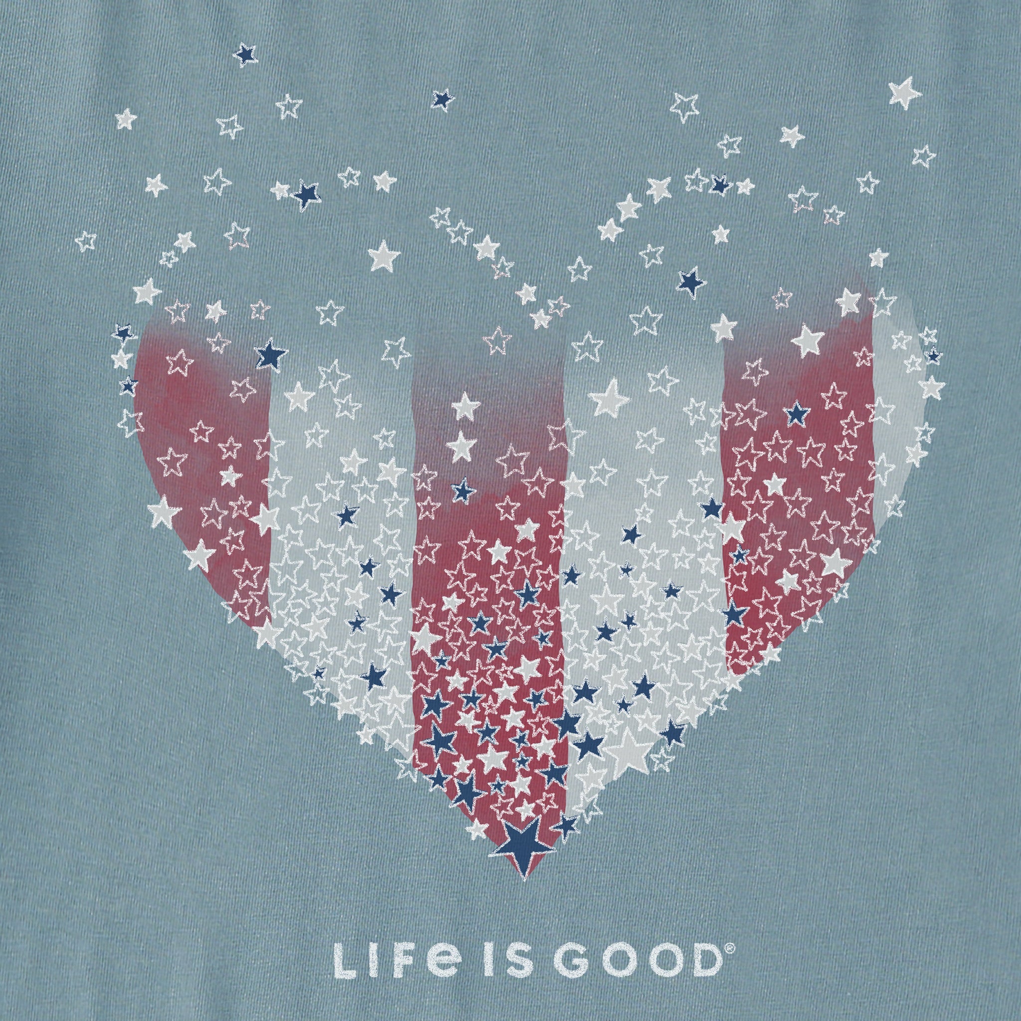 Women's Heart Stars and Stripes Short Sleeve Crusher Vee
