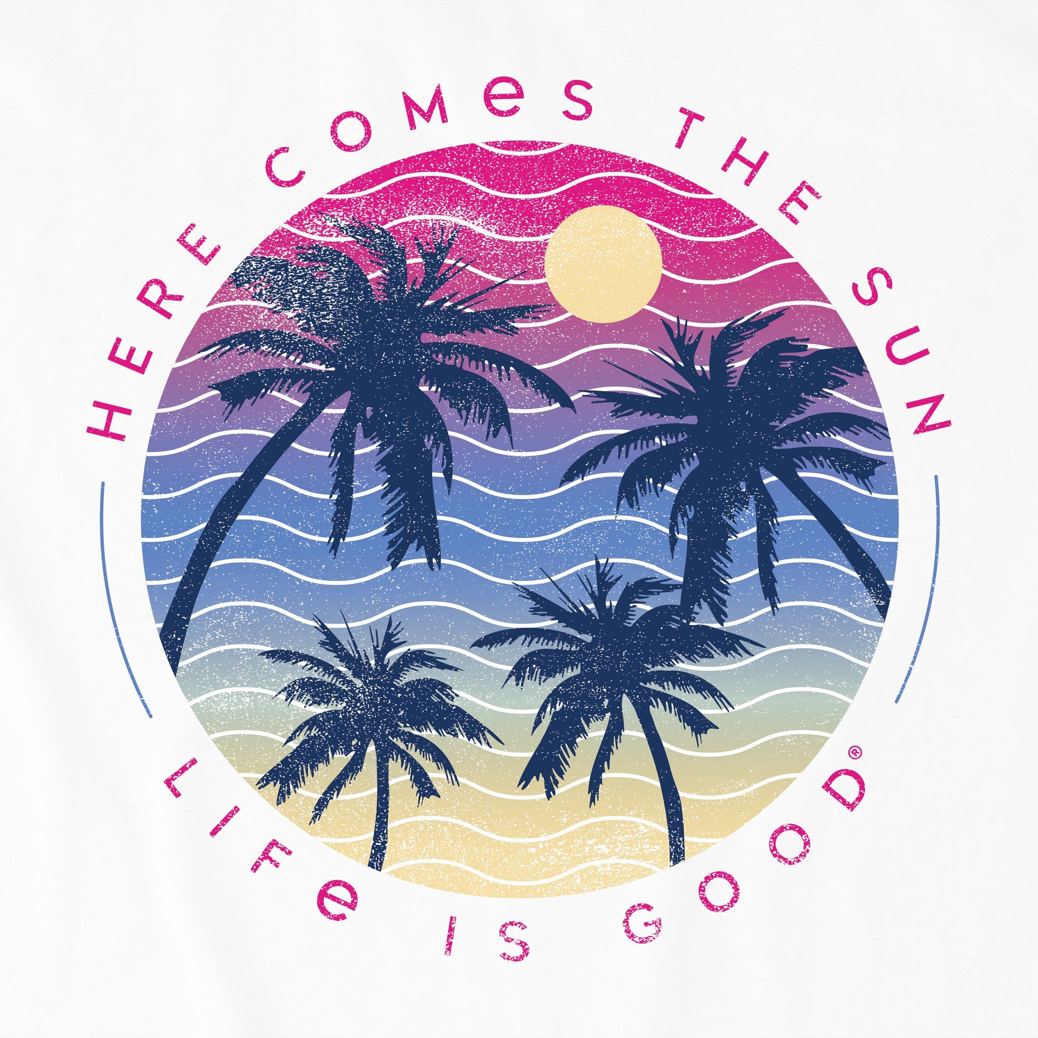 Women's Here Comes the Sun Palm Trees Long Sleeve Crusher Tee